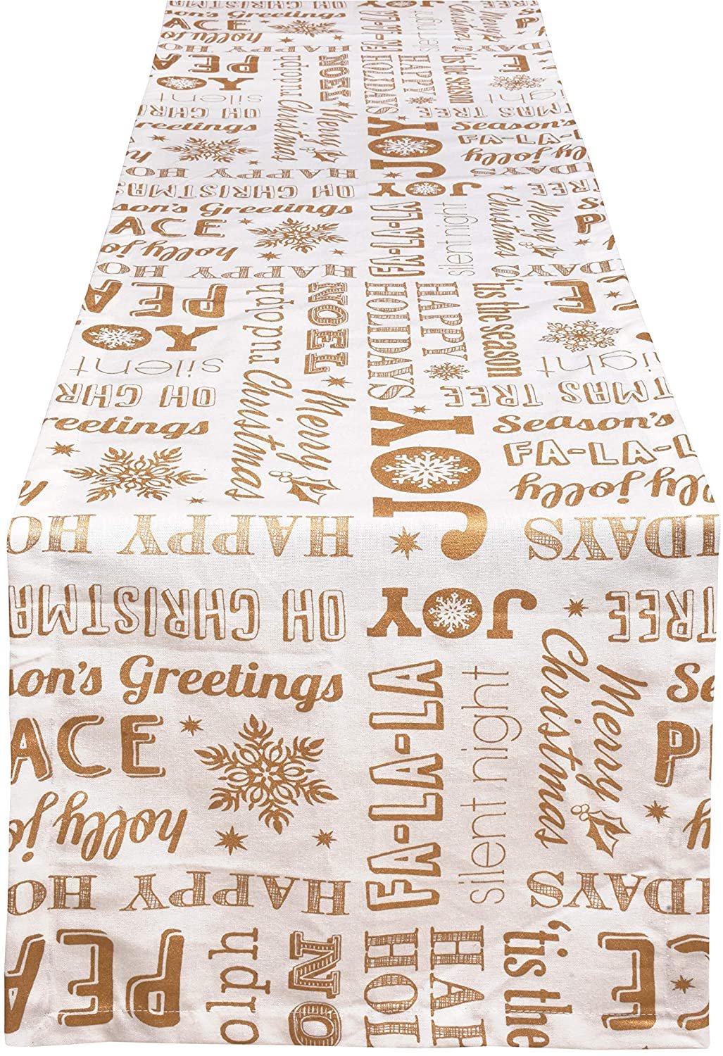 Corredor de mesa metálico de Navidad 100 % algodón estampado (oro, 14... - Imagen 7 de 9