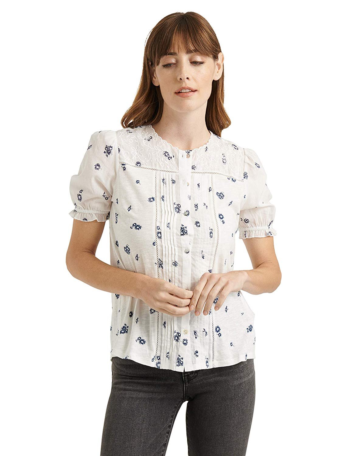 lucky brand mixed print top