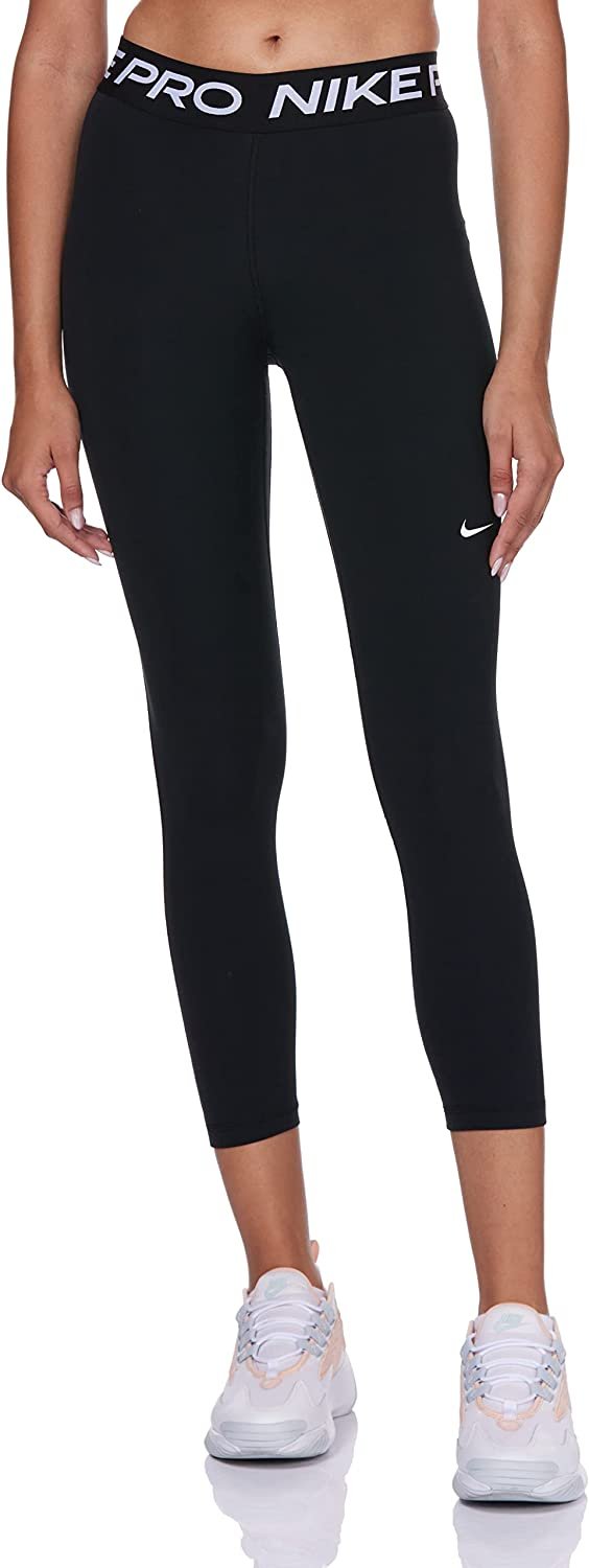 Nike Pro Women's 365 S Small Mid-Rise Crop Leggings Black White CZ9803-013  for sale online