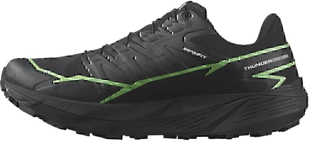 Salomon Mens Thundercross Gore-TEX Trail Running Shoe, Black/Green Gecko/Black