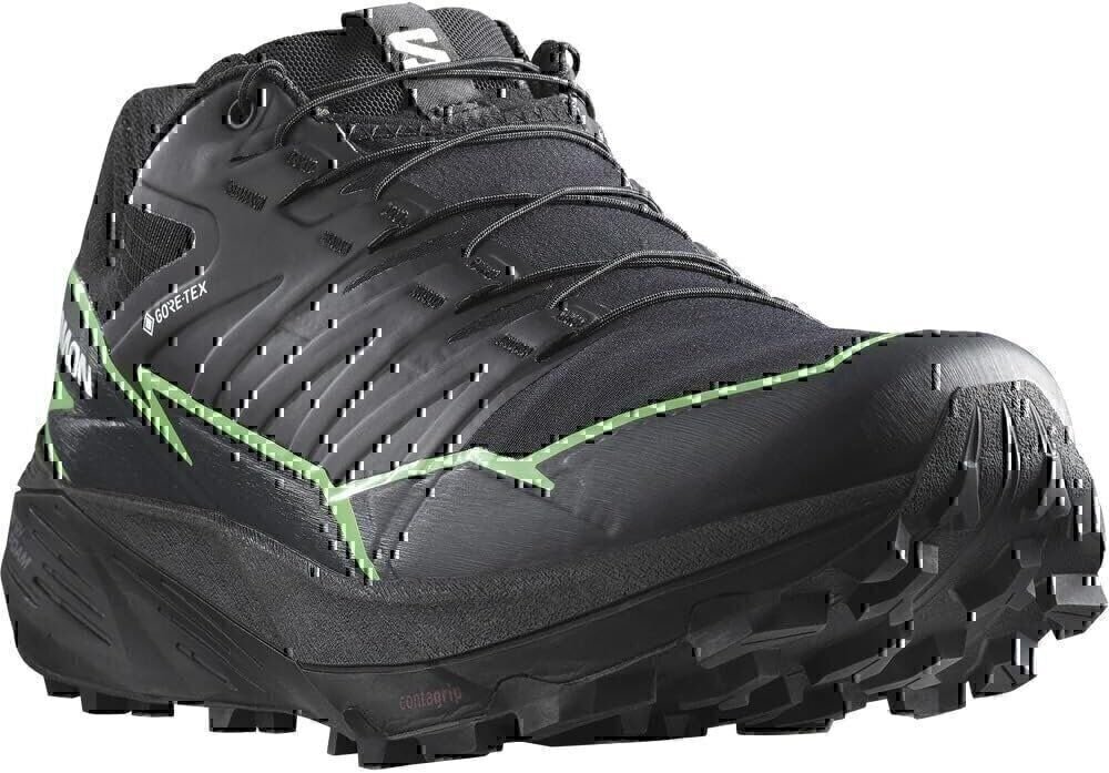 Salomon Mens Thundercross Gore-TEX Trail Running Shoe, Black/Green Gecko/Black