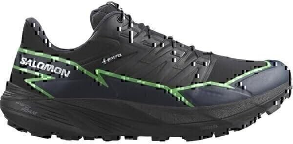 Salomon Mens Thundercross Gore-TEX Trail Running Shoe, Black/Green Gecko/Black