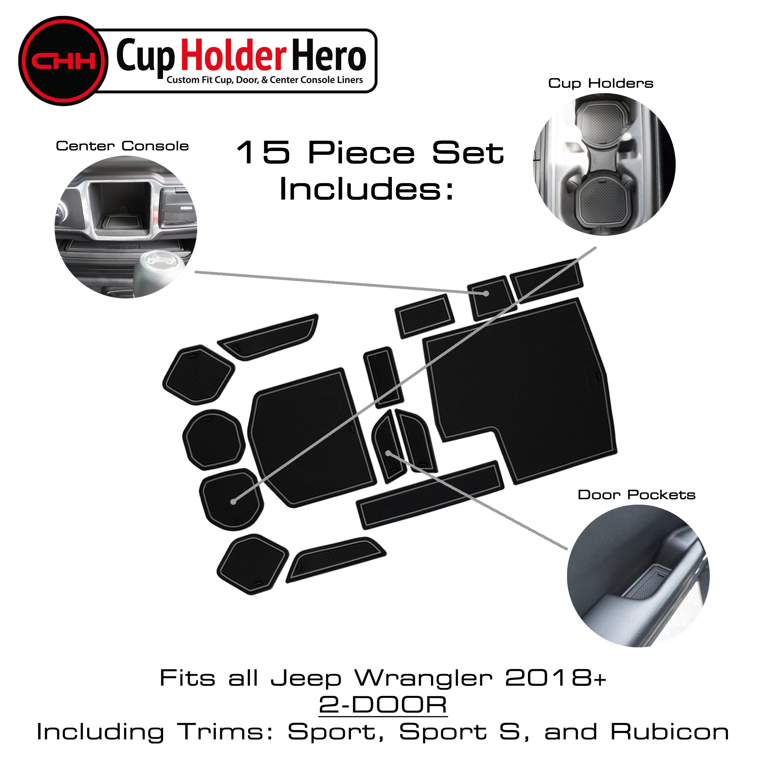 CupholderHero for Jeep Wrangler JL and JLU Accessories 2018-2023 - Foto 7 di 17