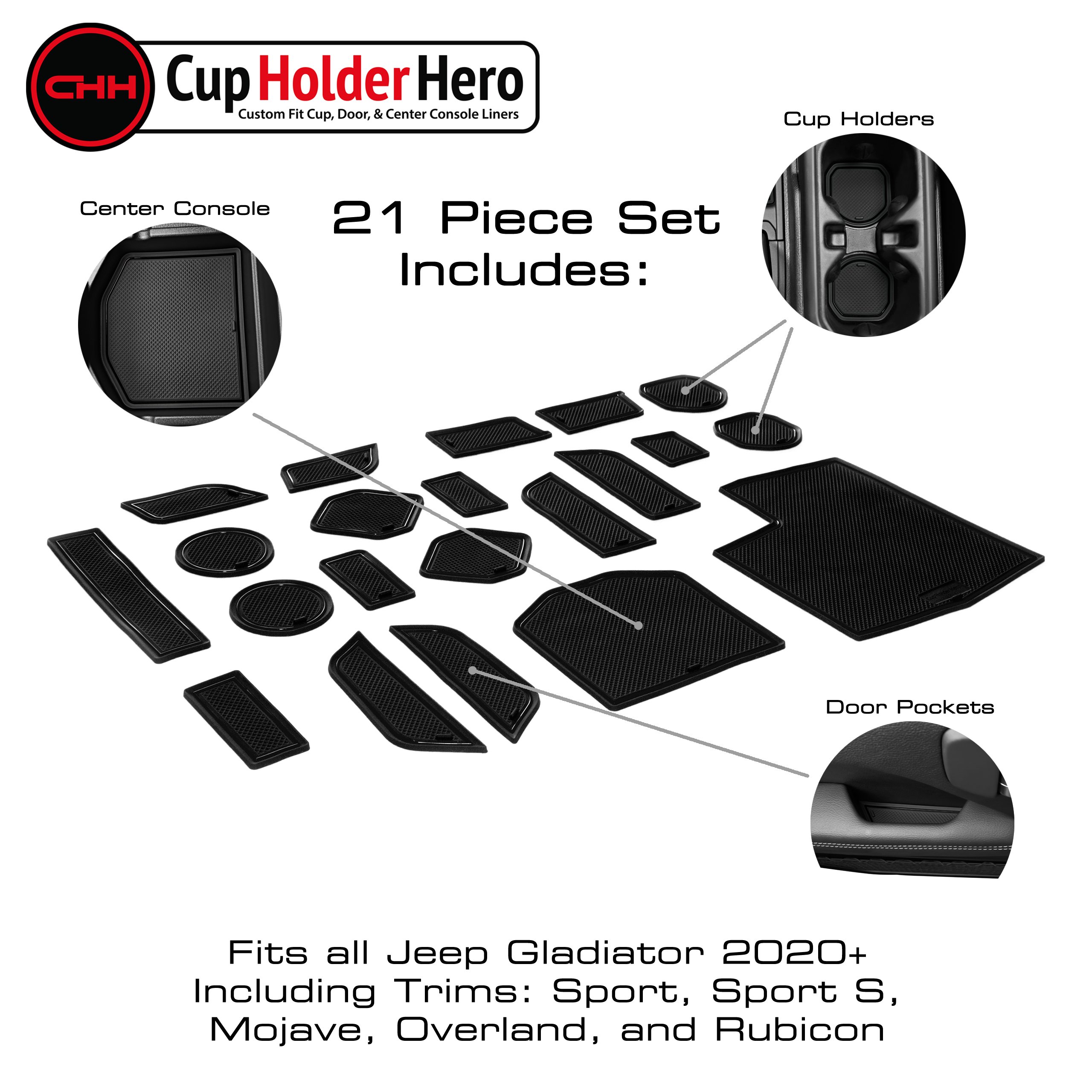 CupHolderHero Jeep Gladiator 2020-2023 Liner Accessories - Foto 17 di 25