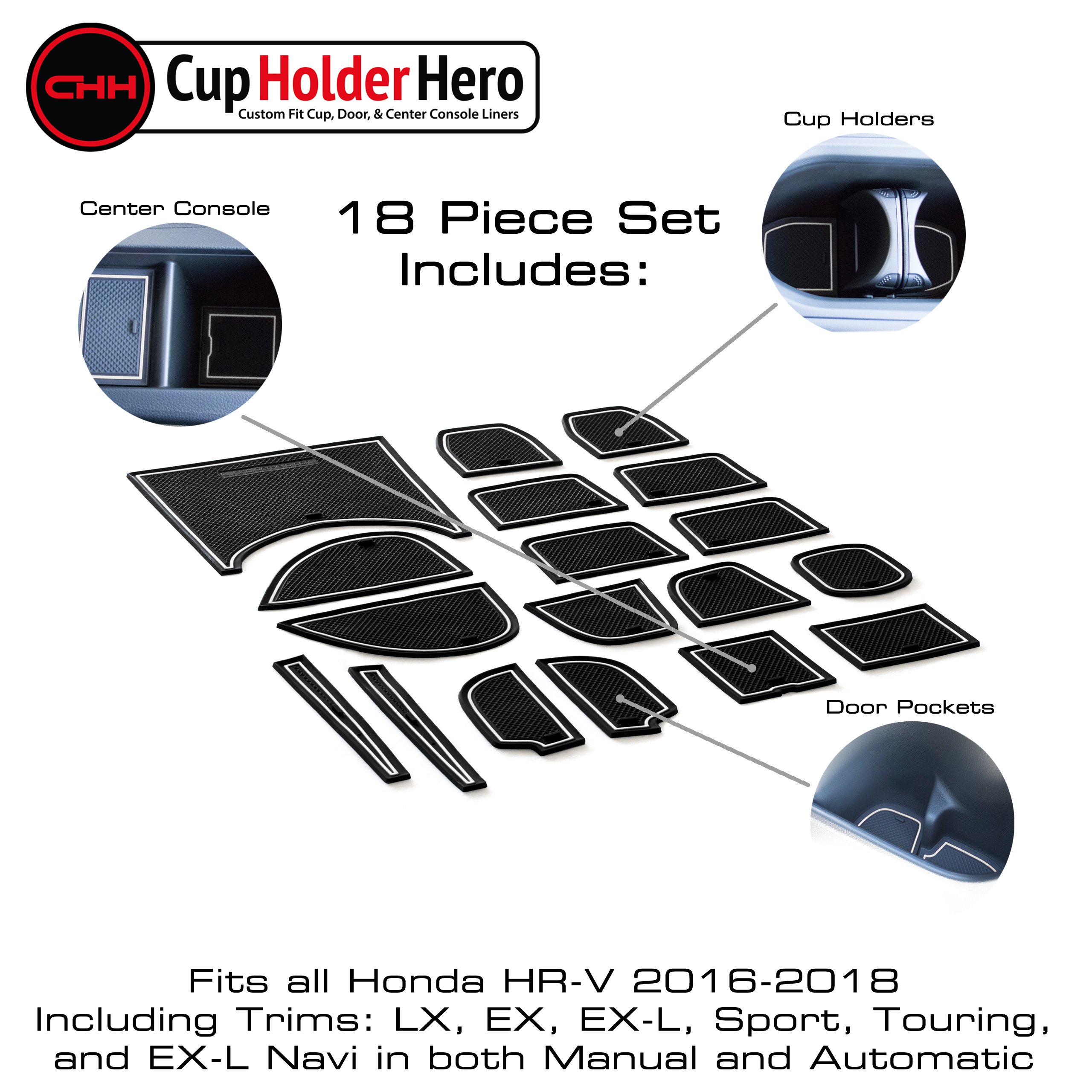 CupHolderHero Honda HR-V HRV 2016-2023 Liner Accessories - Foto 23 di 25