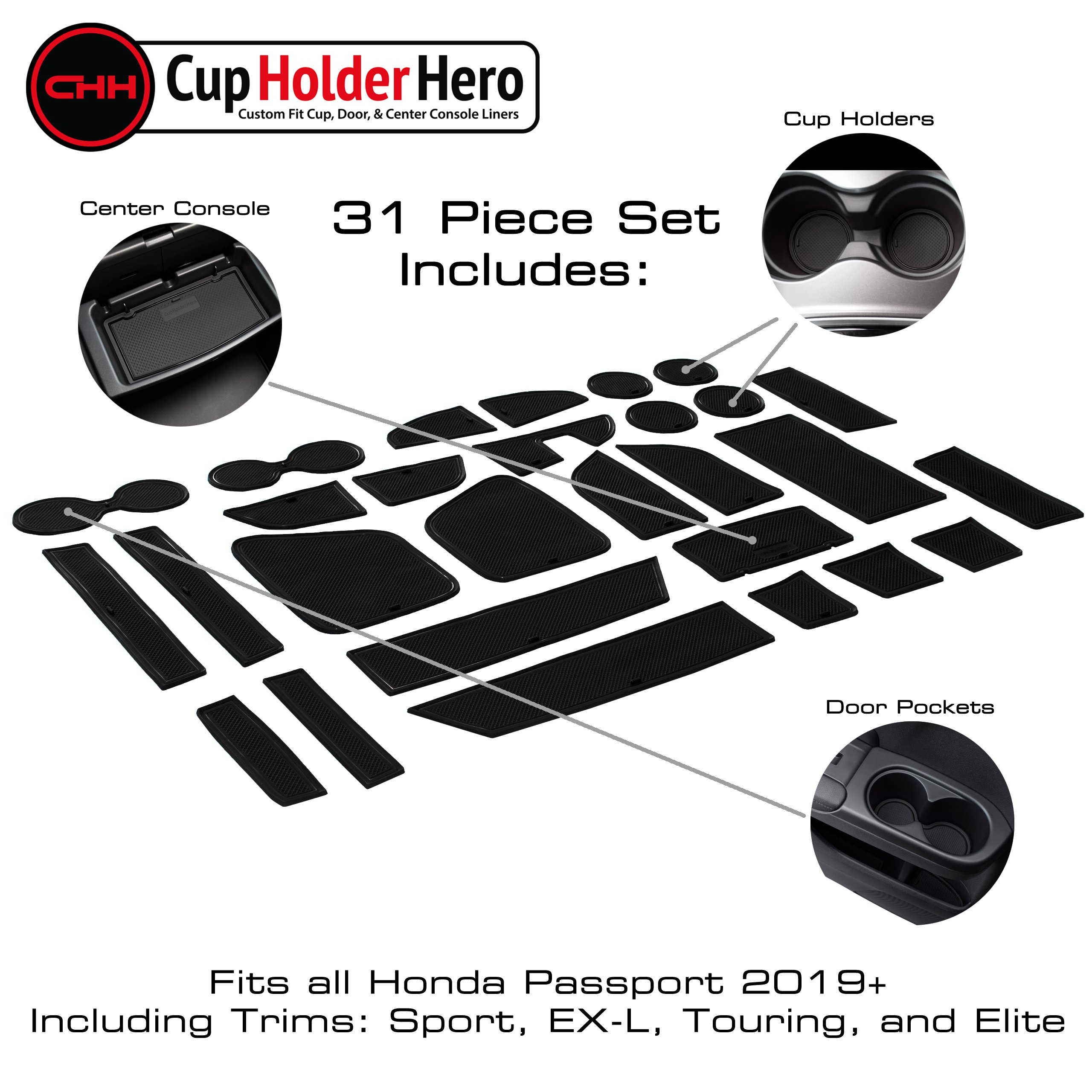 CupHolderHero Honda Passport 2019-2023 Liner Accessories - Foto 23 di 31