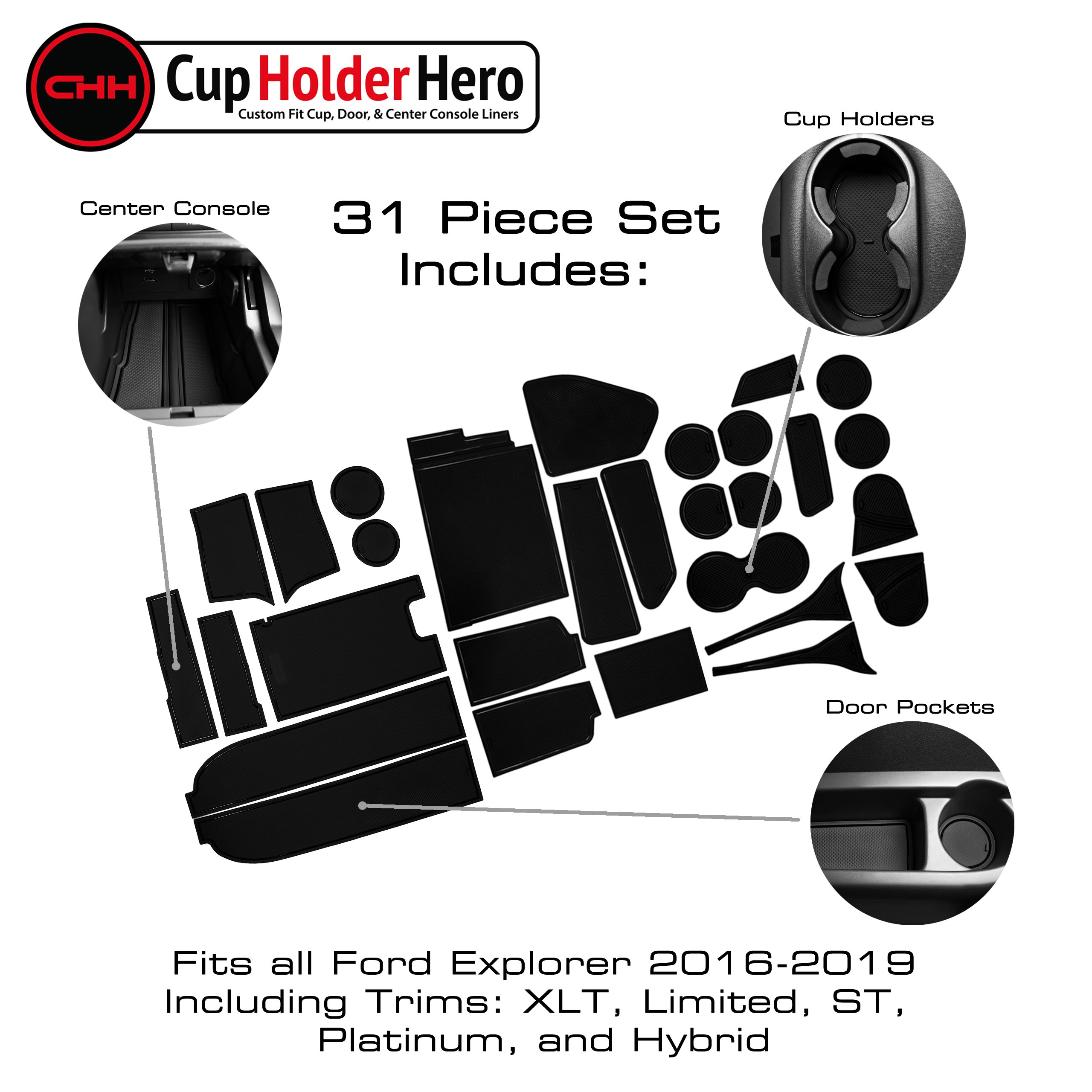CupHolderHero Ford Explorer 20162019 Cup Holder Liner Kit eBay