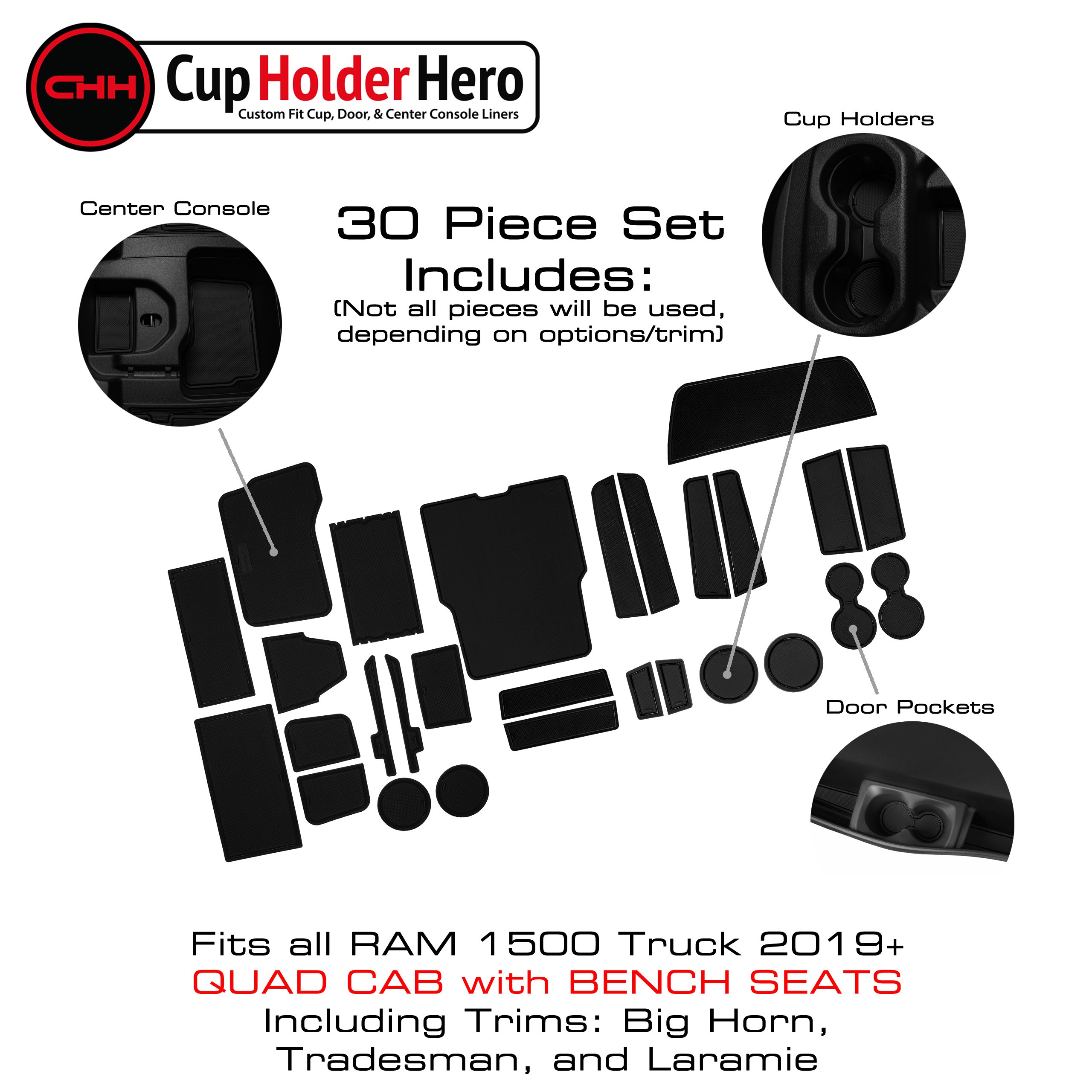 CupHolderHero for RAM 1500 2019-2023 Liner Accessories - Foto 15 di 37