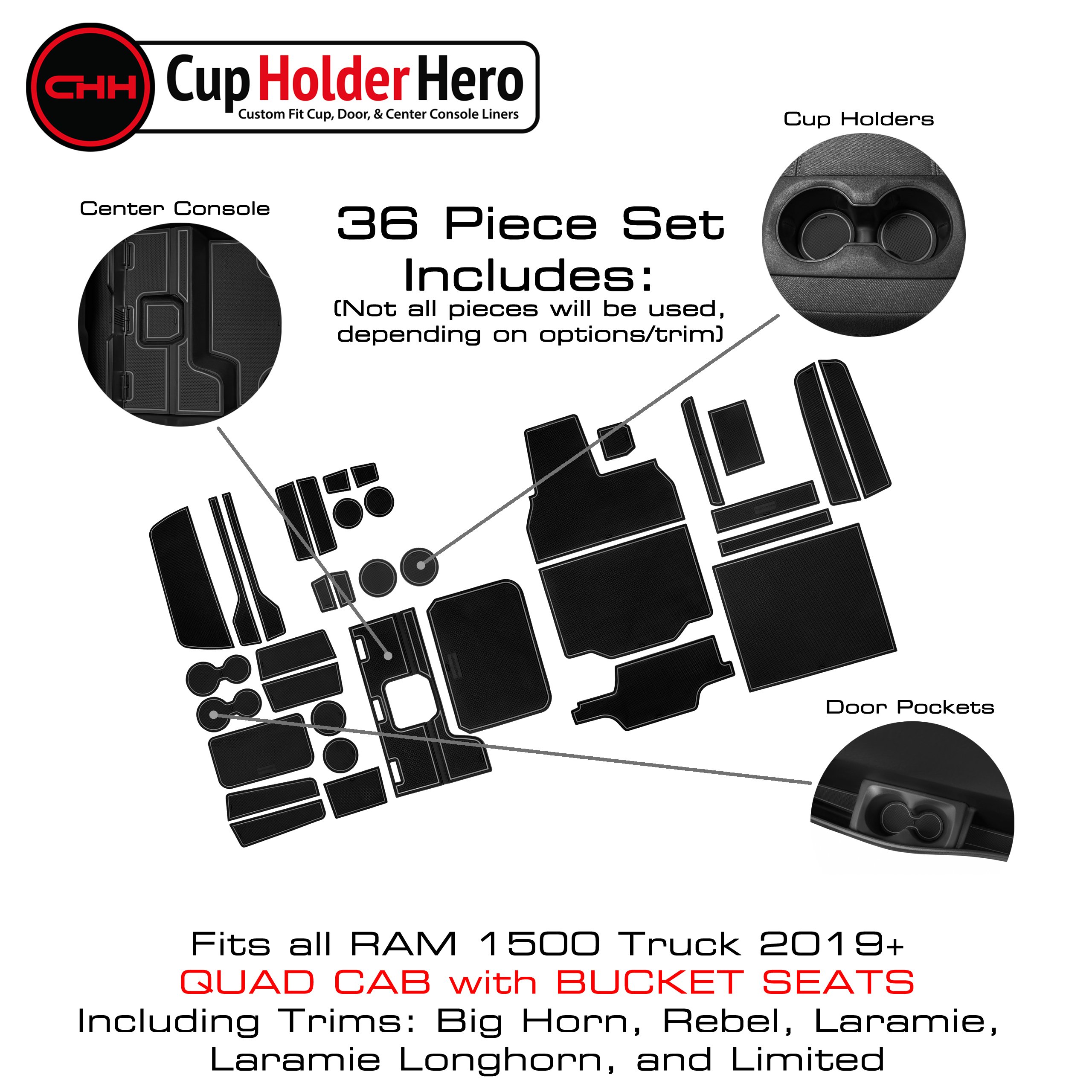 CupHolderHero for RAM 1500 2019-2023 Liner Accessories - Foto 33 di 37