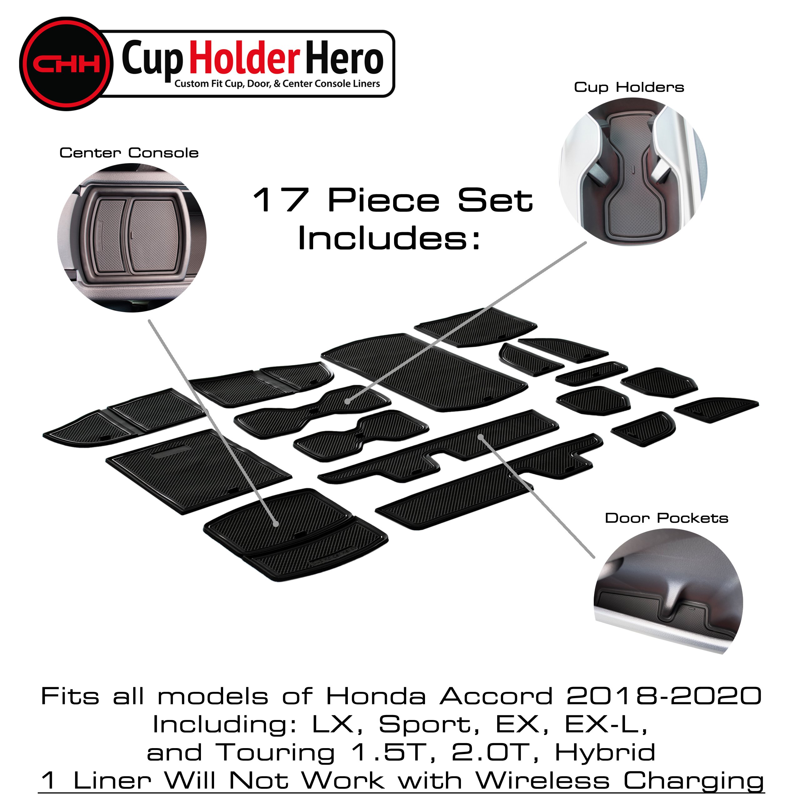 CupHolderHero for Honda Accord 2018-2023 Liner Accessories - Foto 16 di 24