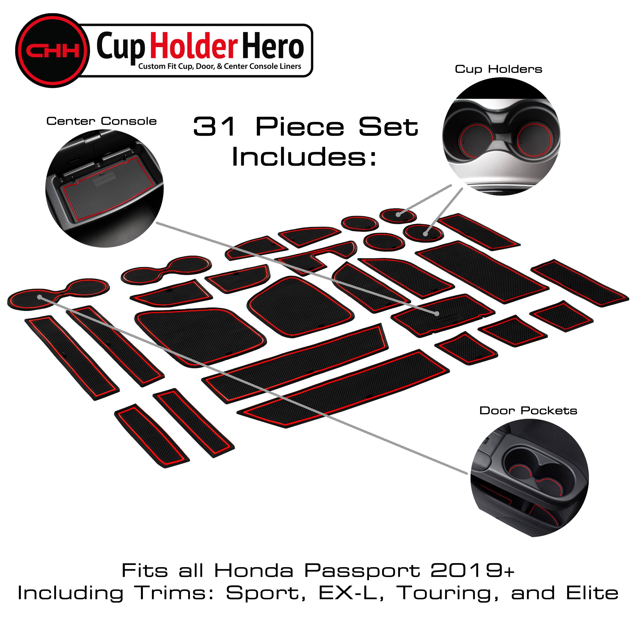 CupHolderHero Honda Passport 2019-2023 Liner Accessories - Foto 17 di 31