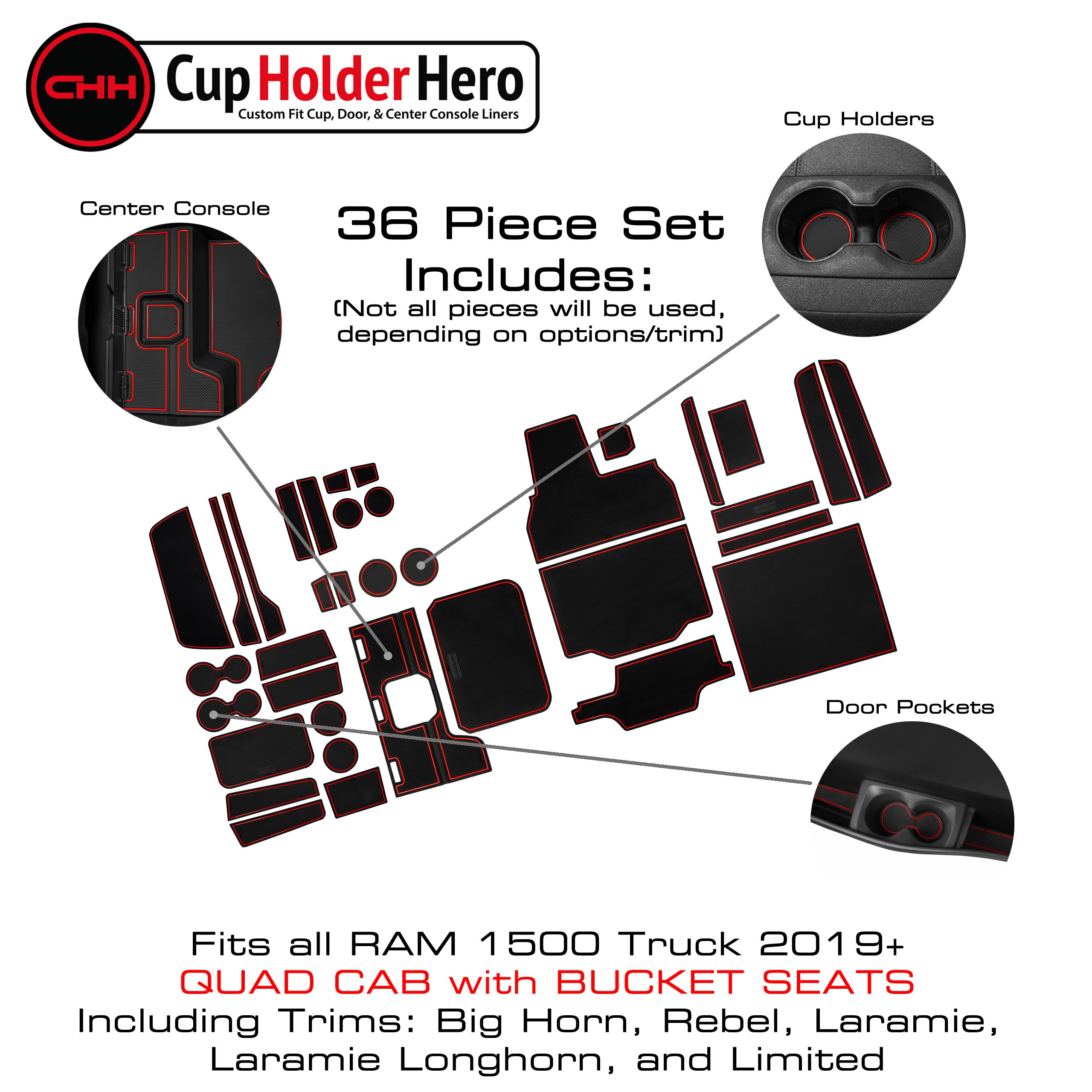 CupHolderHero for RAM 1500 2019-2023 Liner Accessories - Foto 30 di 37