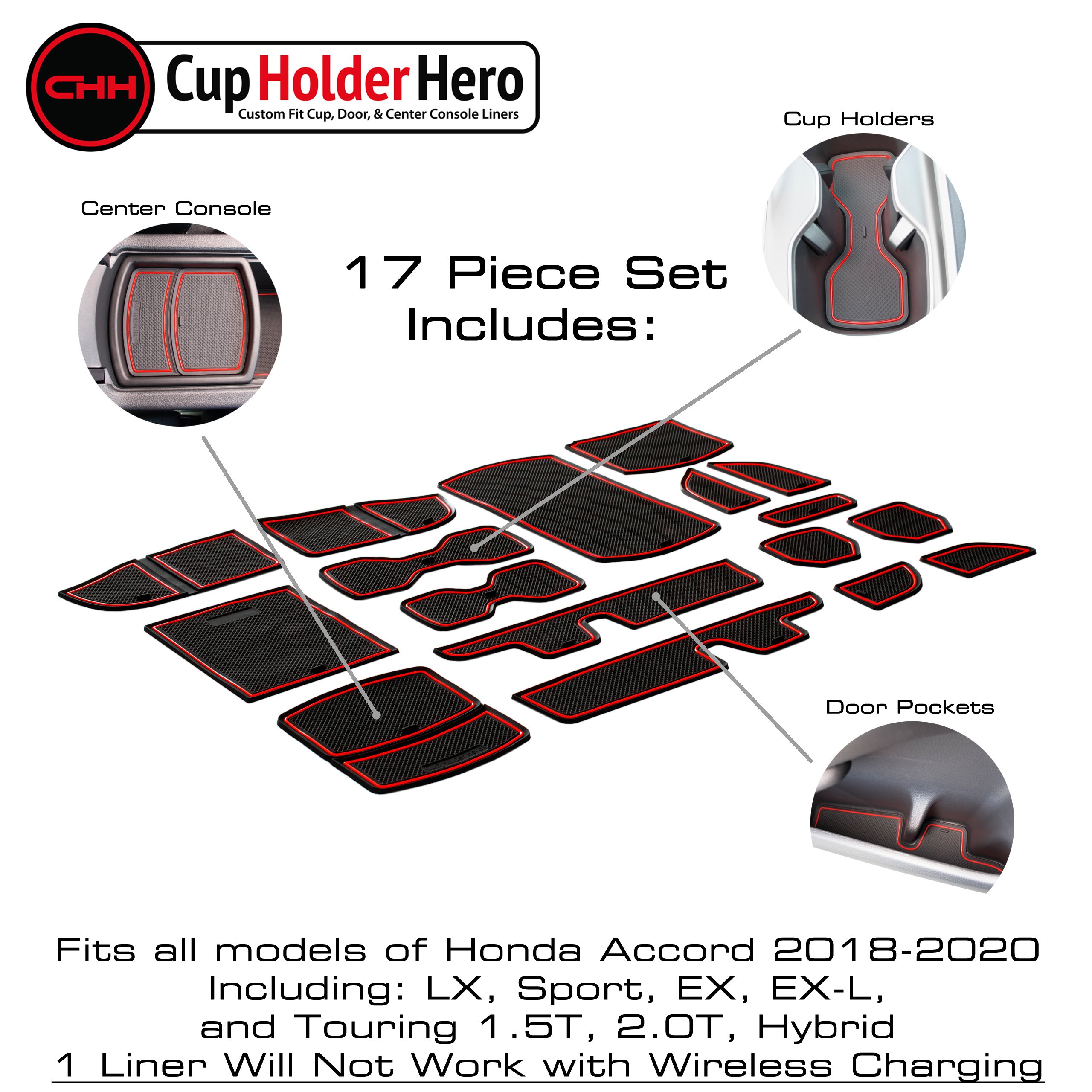 CupHolderHero for Honda Accord 2018-2023 Liner Accessories - Foto 10 di 24