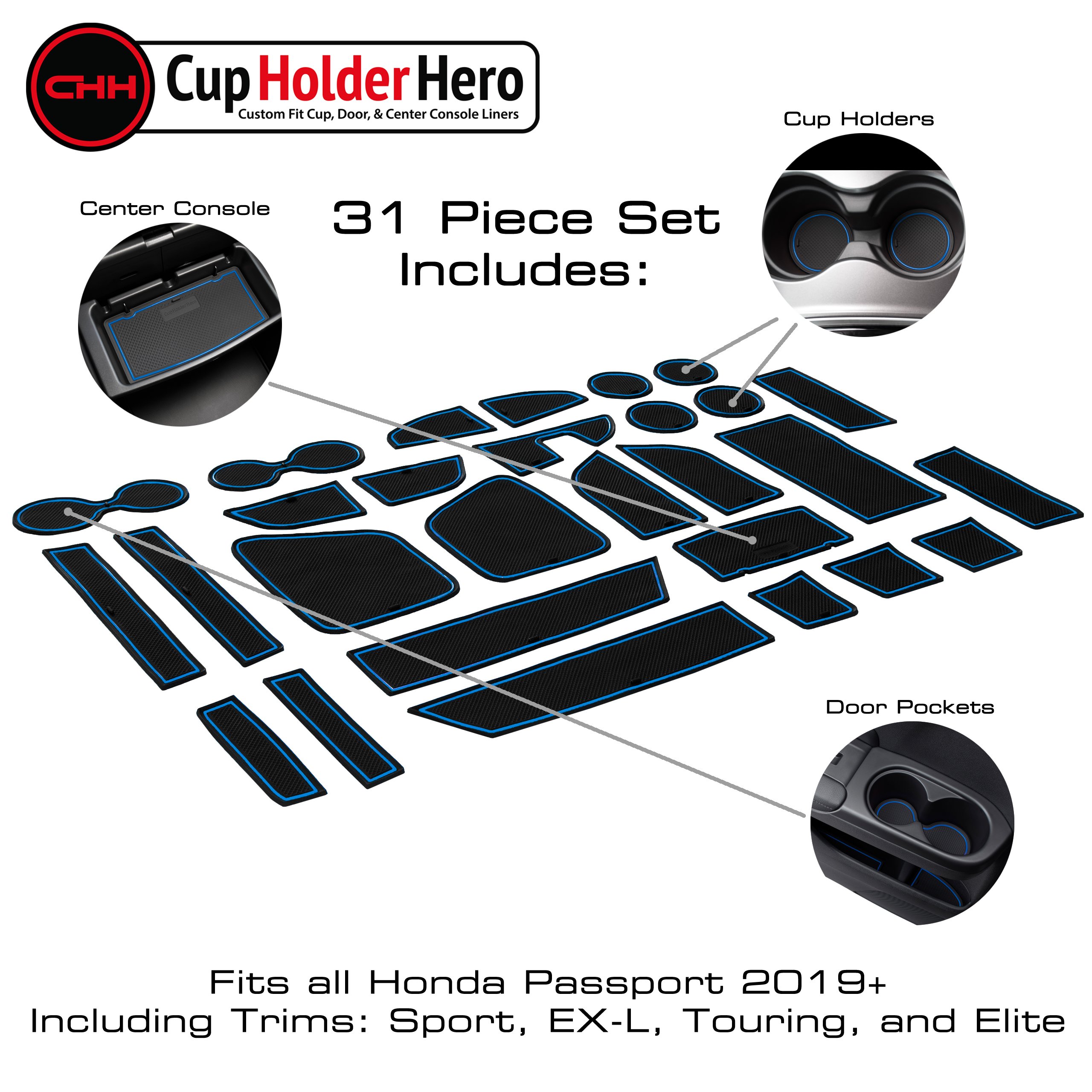 CupHolderHero Honda Passport 2019-2023 Liner Accessories - Foto 5 di 31