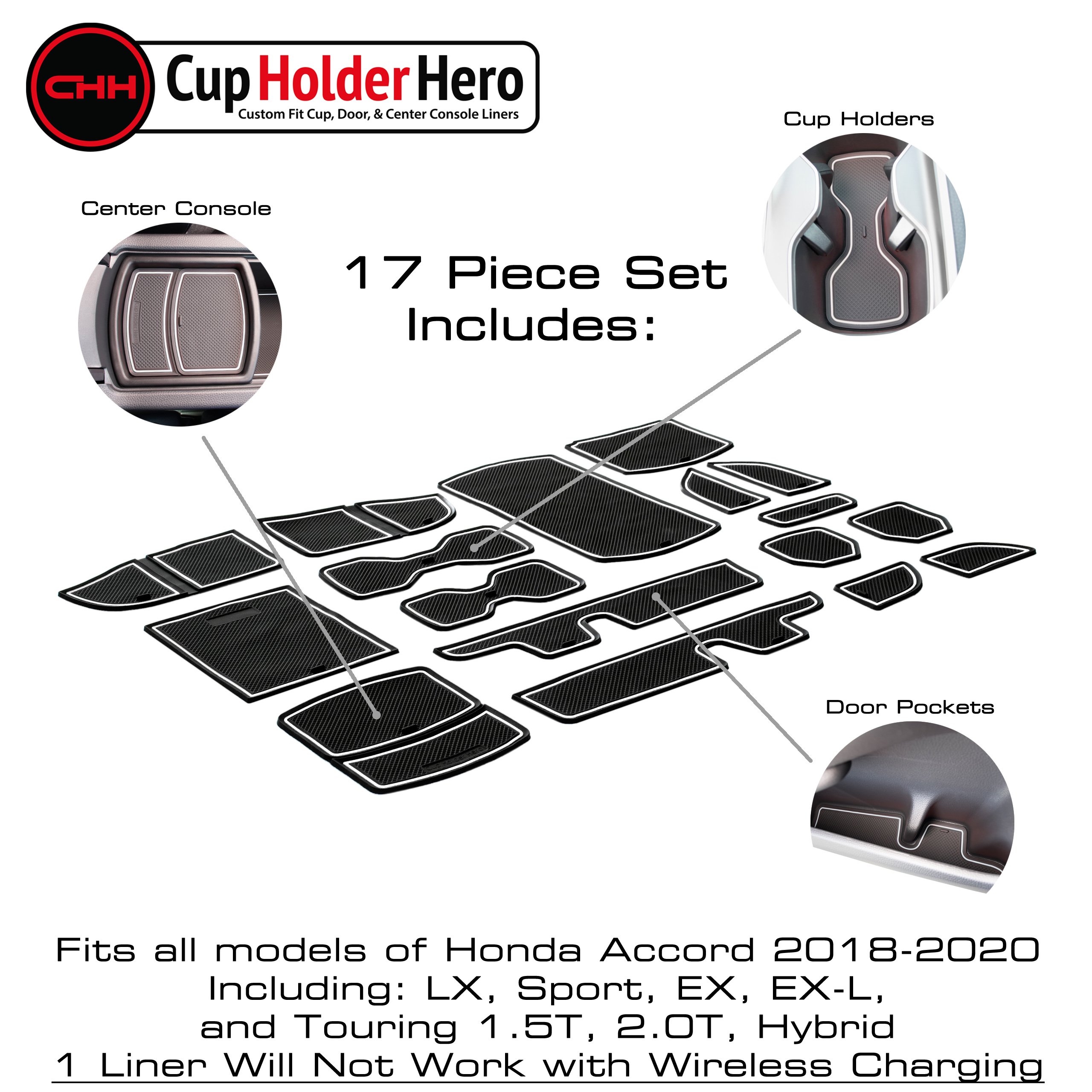 CupHolderHero for Honda Accord 2018-2023 Liner Accessories - Foto 22 di 24