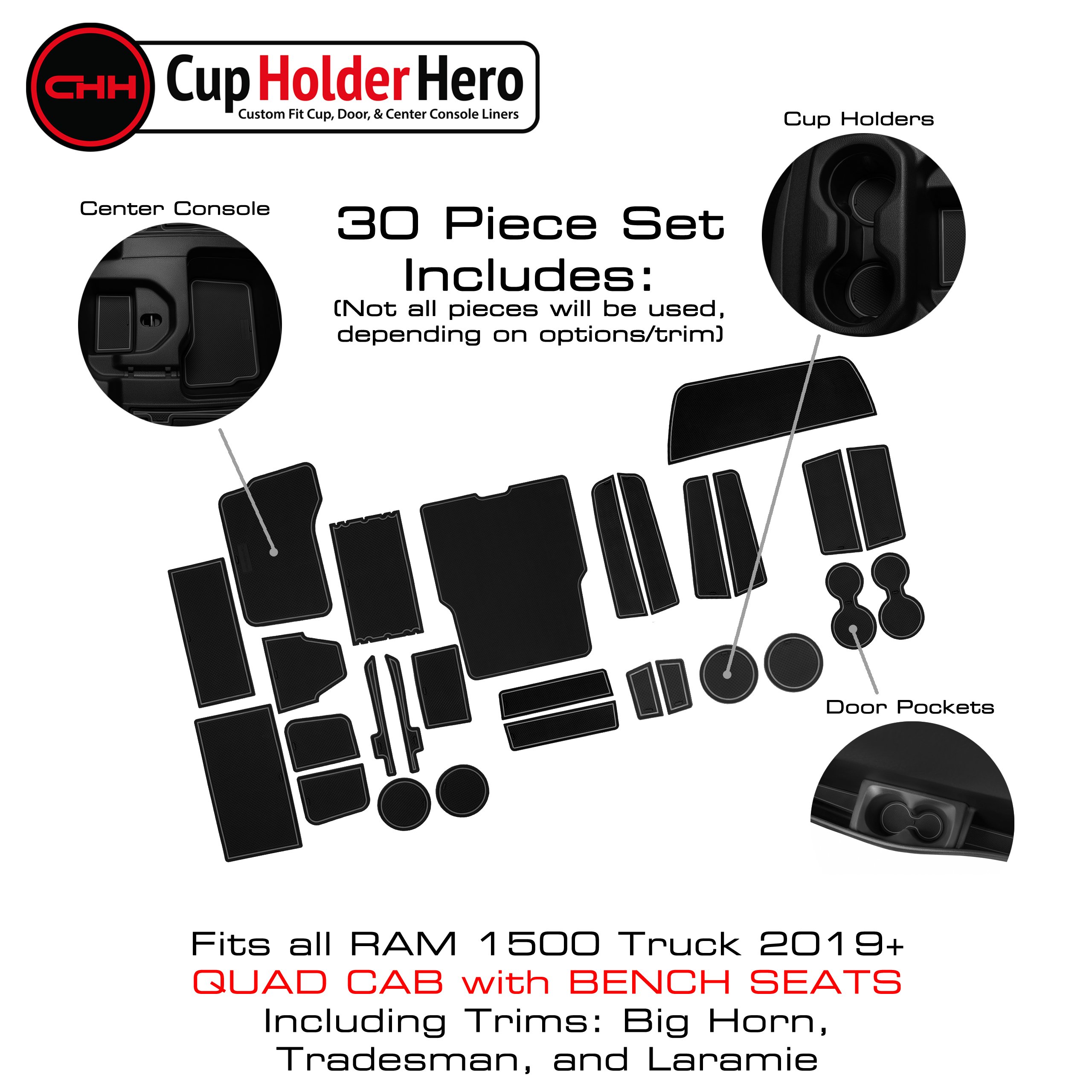 CupHolderHero for RAM 1500 2019-2023 Liner Accessories - Foto 14 di 37