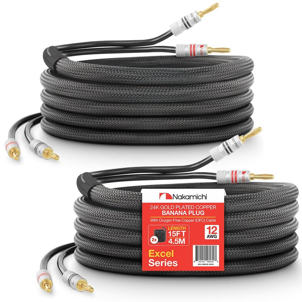 Nakamichi Excel Series Banana Plug with 12AWG Speaker Cable 