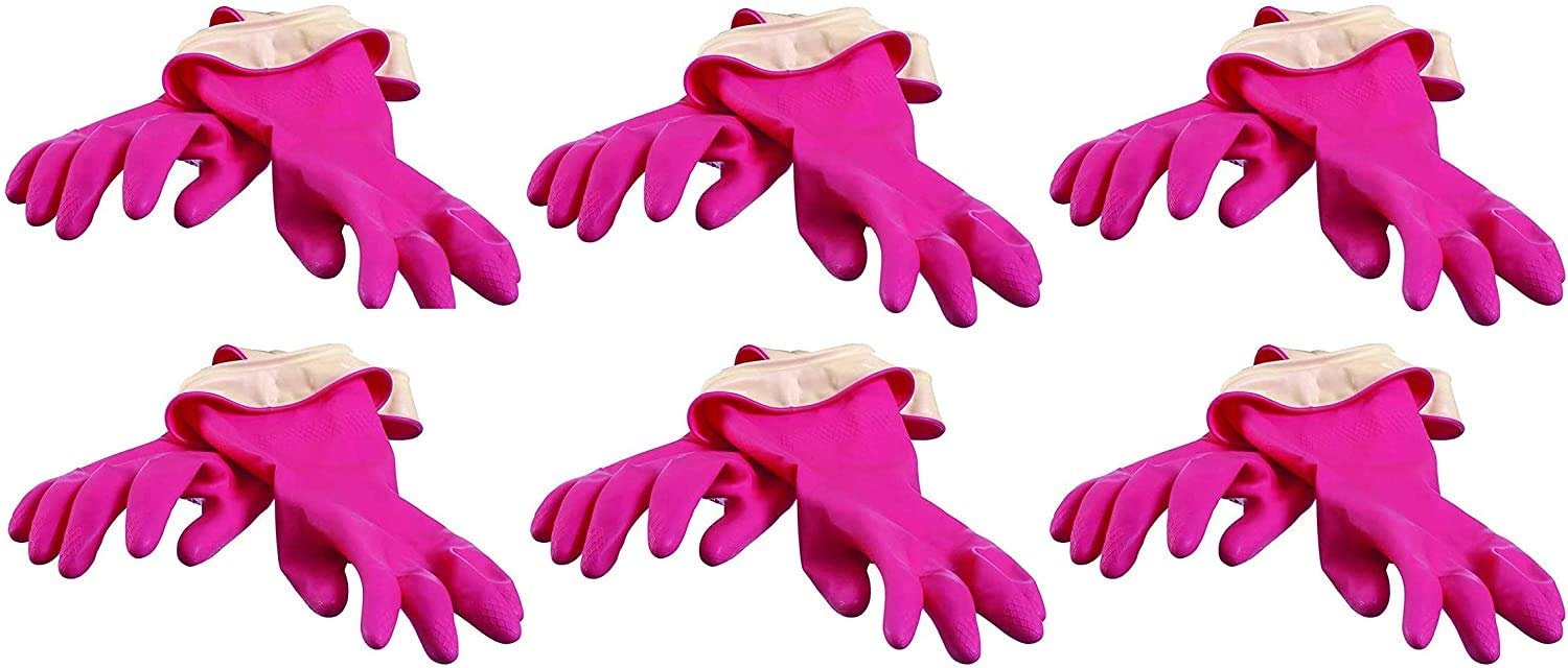 Casabella Premium Waterblock Cleaning Gloves – 6 Pair (12 Gloves) Pink