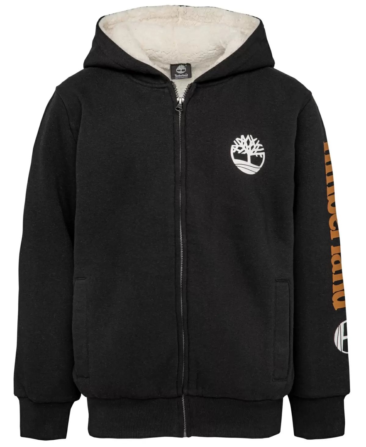 Big Boys Solid Sherpa Lined Zip Hoodie - Picture 4 of 6