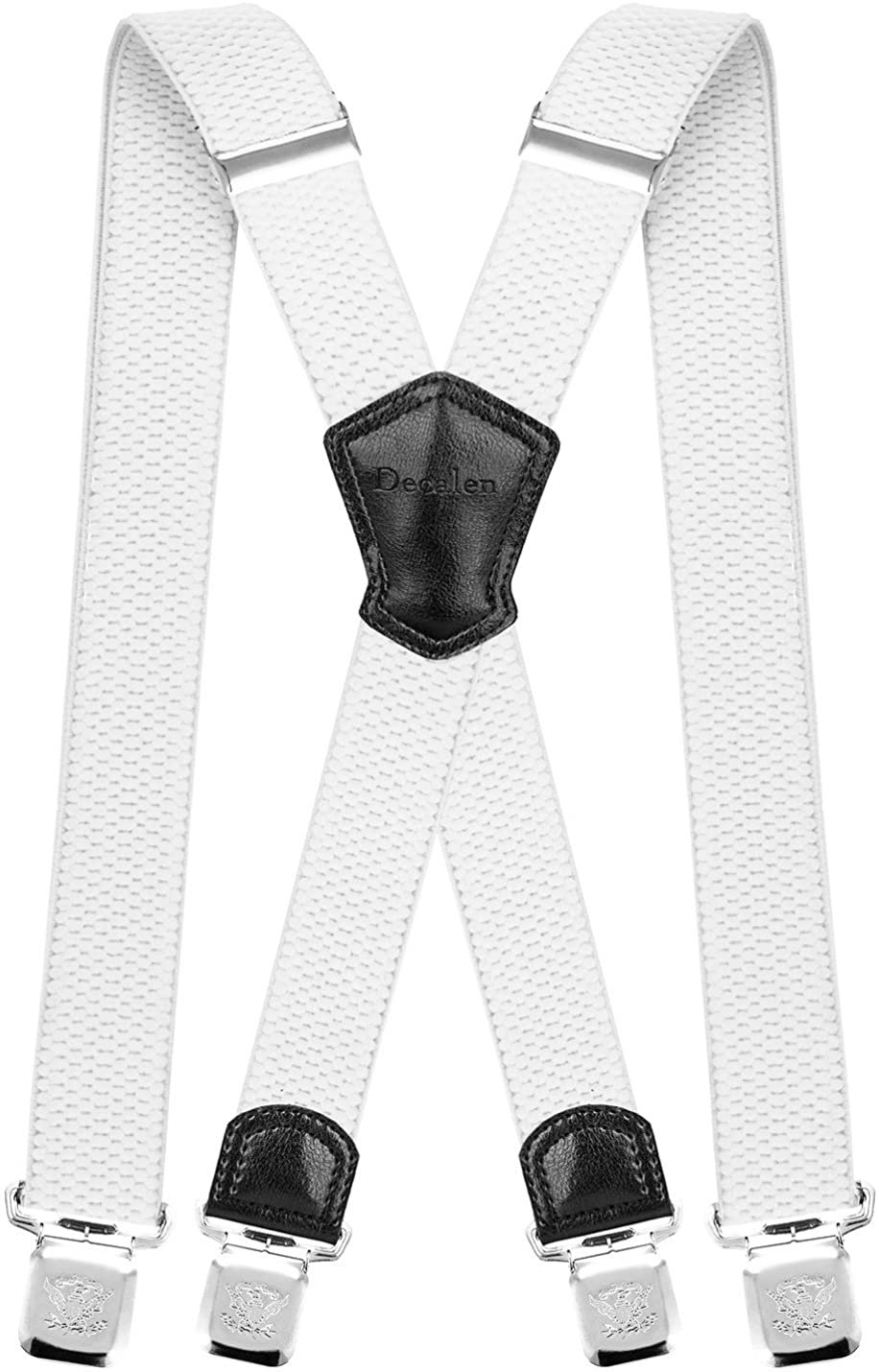 Decalen Mens Suspenders Very Strong Clips Heavy Duty Braces Big and Tall X Style