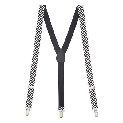 SuspenderStore BLACK & WHITE CHECKERED SUSPENDERS - 1-In Wide - CLIP - 2 Sizes - Picture 5 of 6