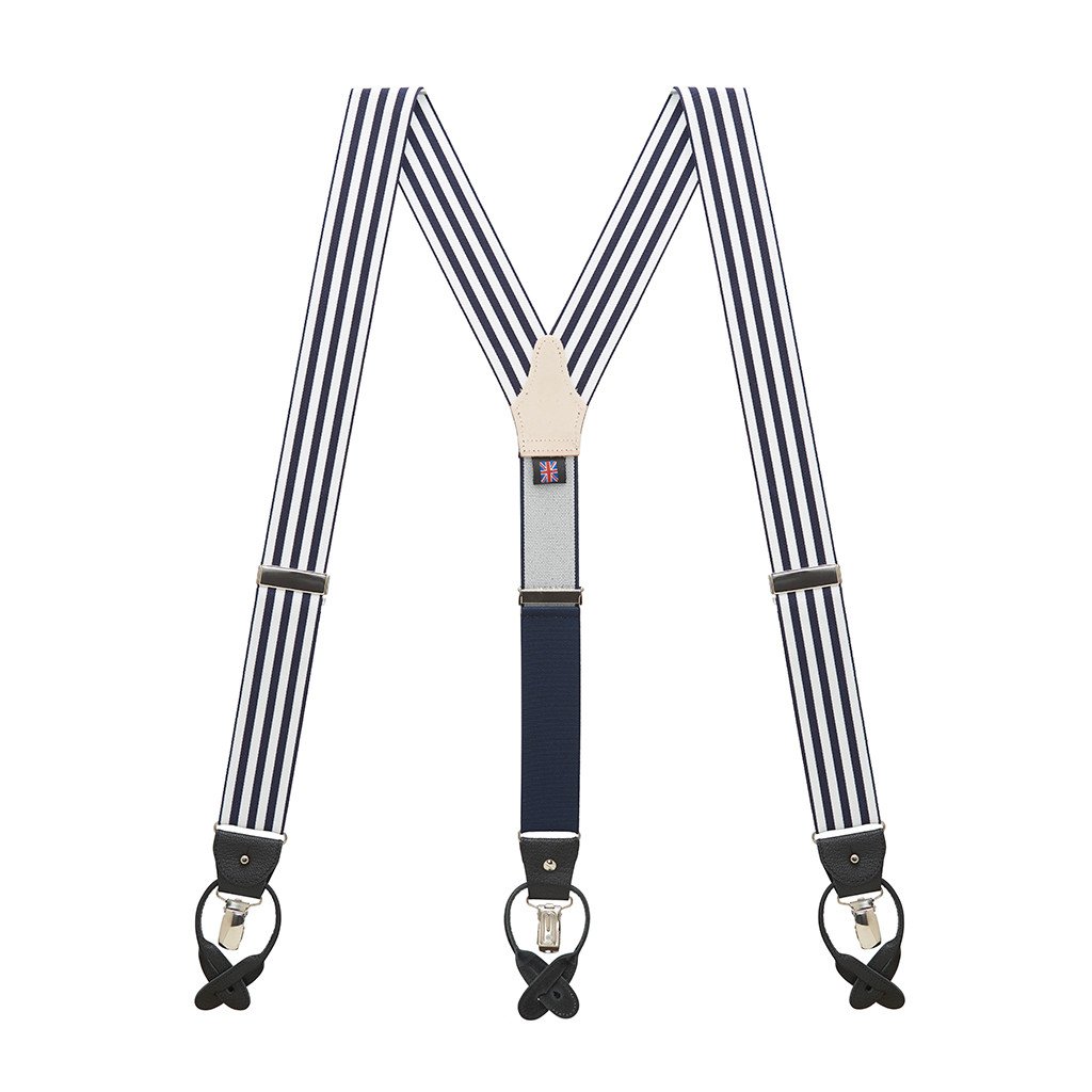 SuspenderStore Striped Barathea Dress Suspenders - CLIP & BUTTON - 4 Colors - Bild 6 von 8