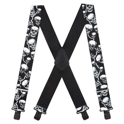 SuspenderStore SKULL SUSPENDERS - 2-Inch Wide Elastic - GATOR CLIP - 3 Sizes - Picture 5 of 7