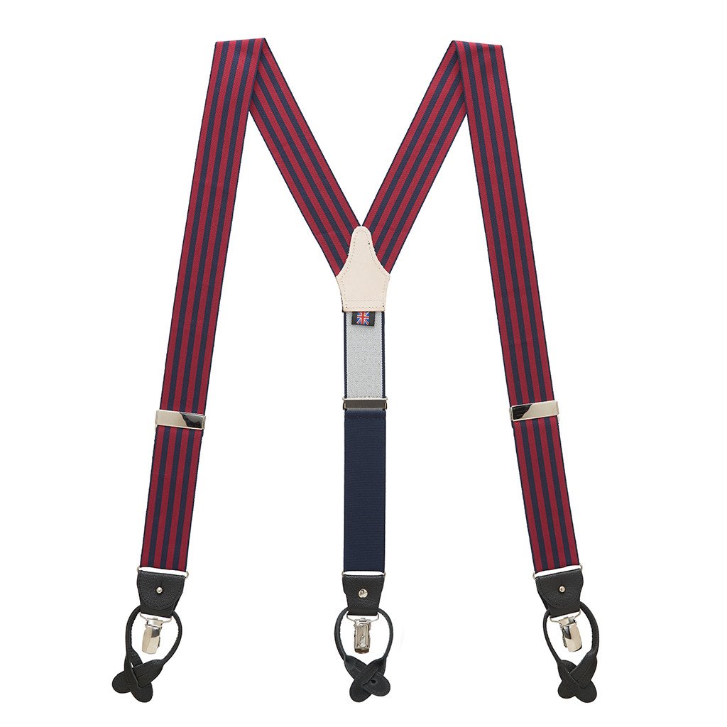 SuspenderStore Striped Barathea Dress Suspenders - CLIP & BUTTON - 4 Colors - Bild 7 von 8