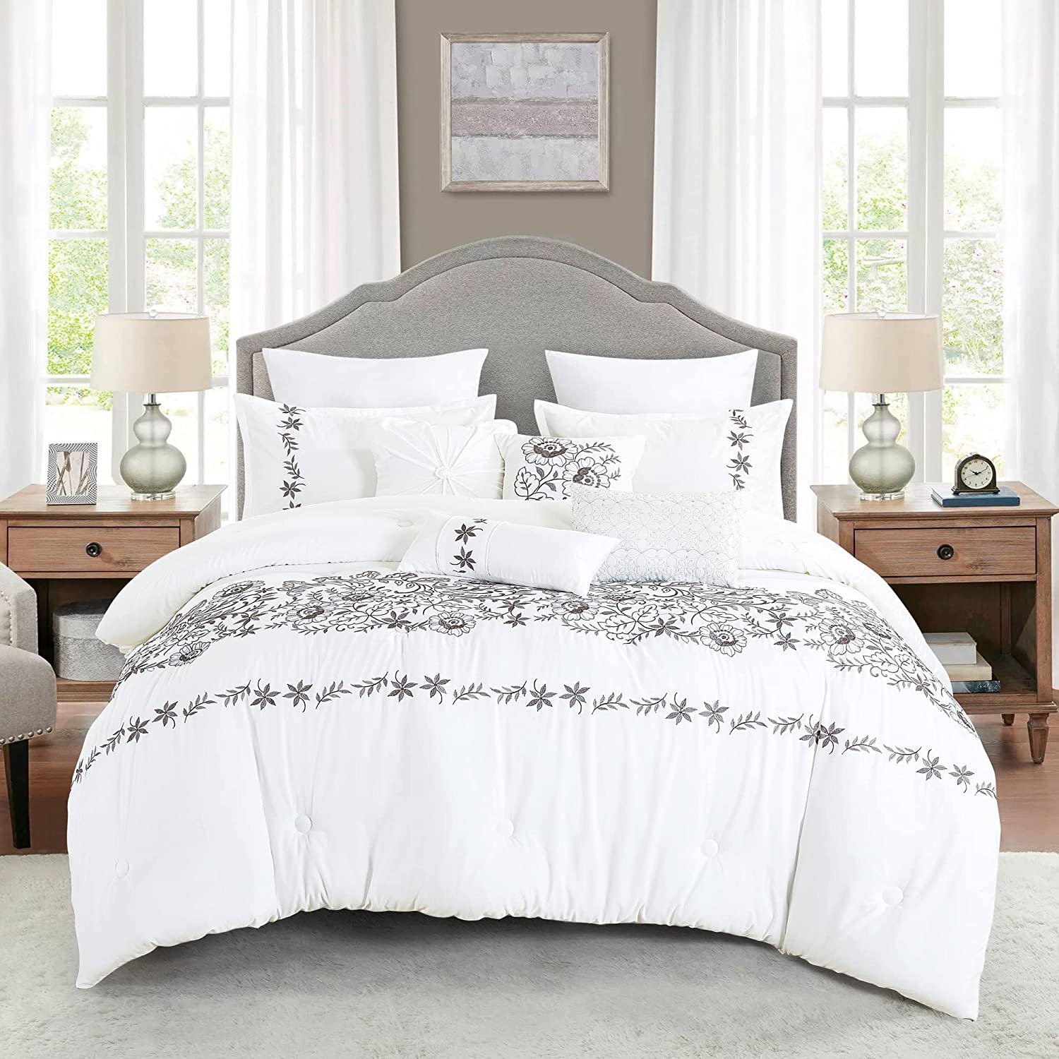 Home Luxury 7/8 Piece Full/Queen/King/Cal-King Comforter Set with Shams  Cushions