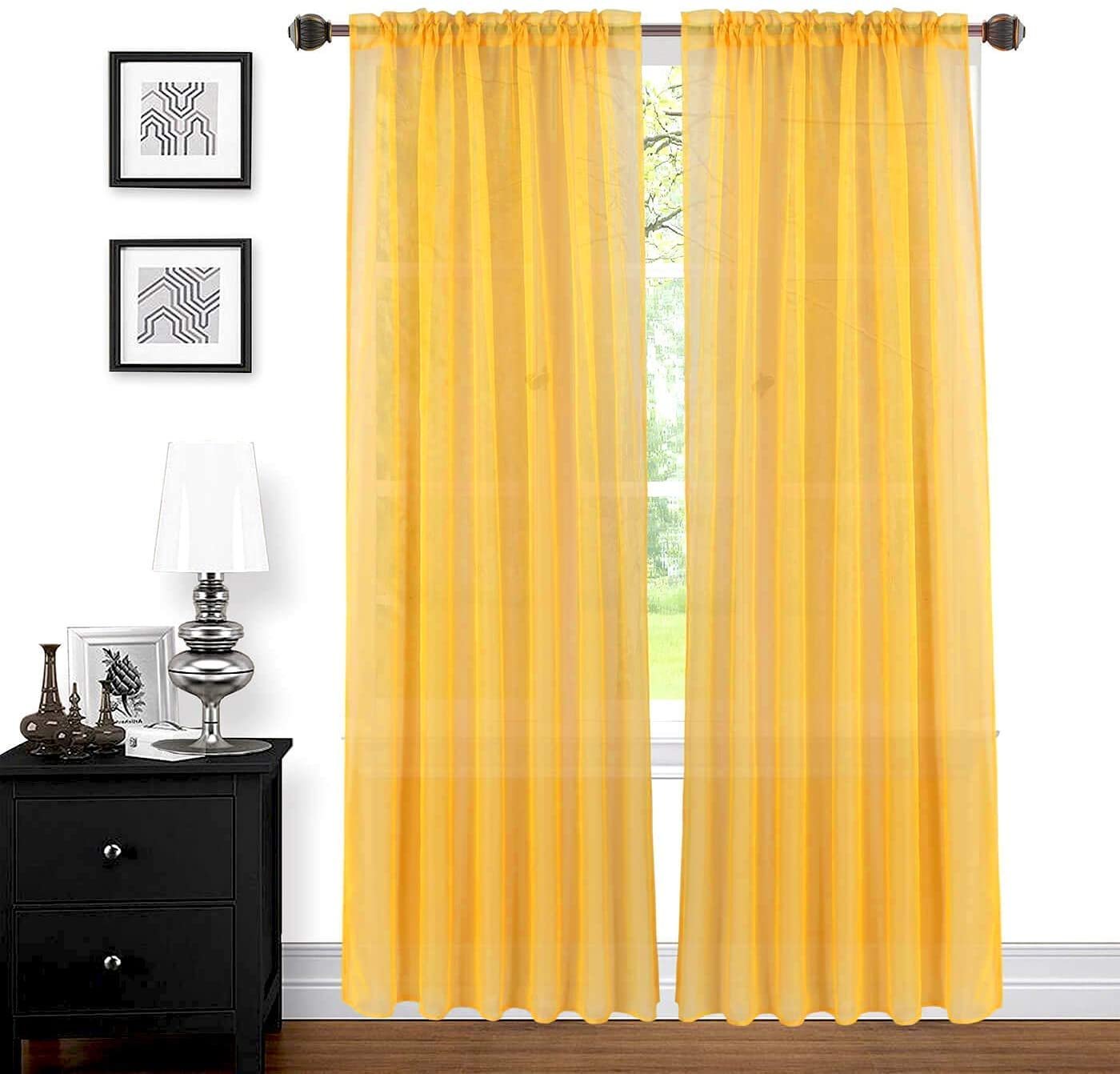 2 Piece Sheer Voile Rod Pocket Window Panel Curtain Drapes Many Sizes & Colors 