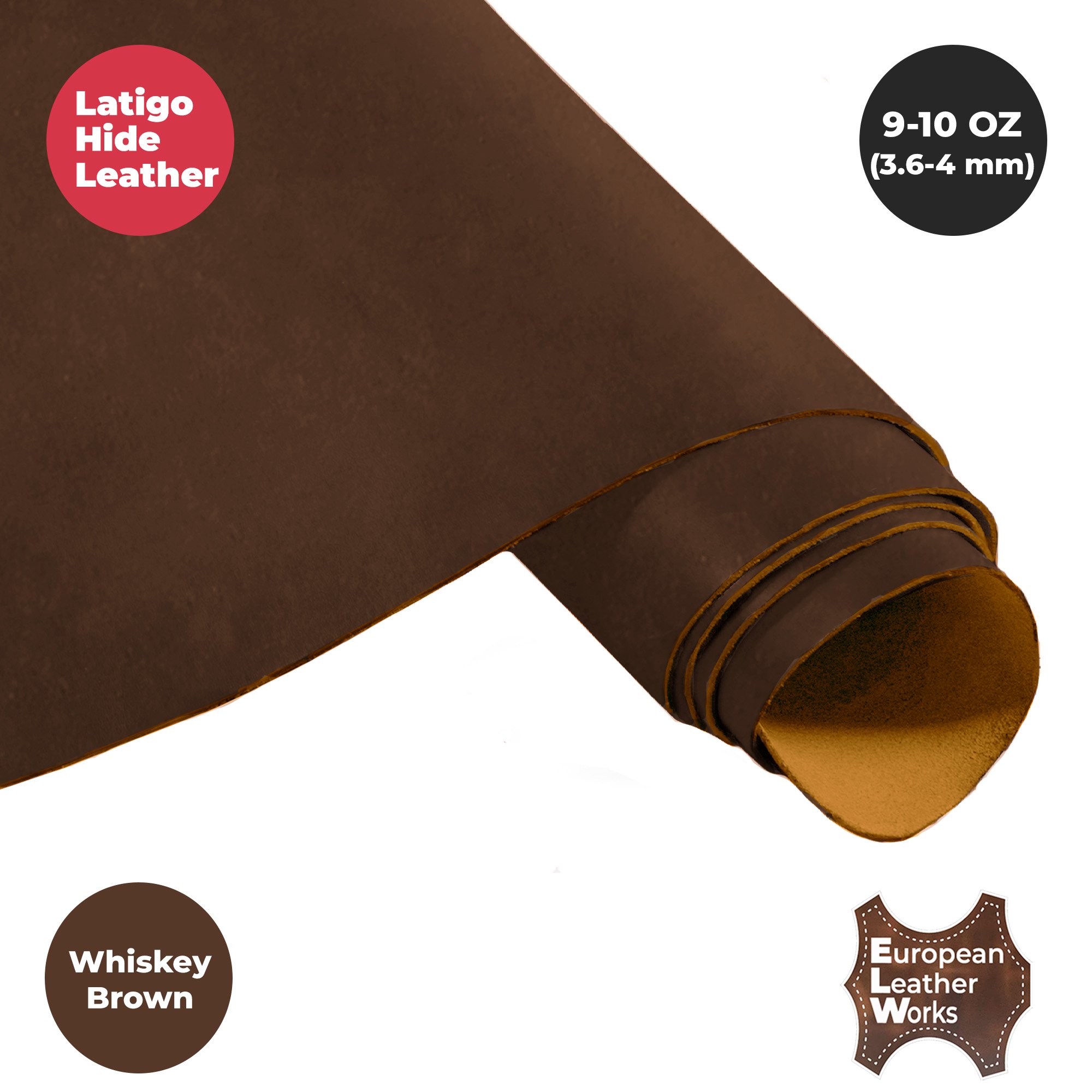 ELW 9-10 oz (3.6-4.0mm) Craftsmen's Grade Latigo Leather Pre-Cut Hides