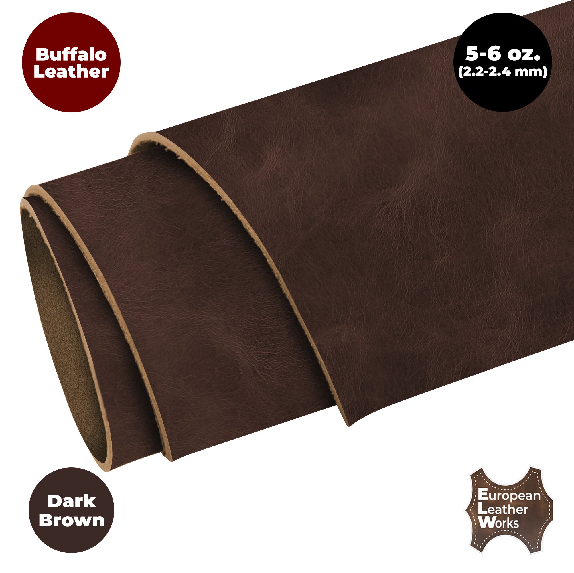 ELW Buffalo Leather Hide 5-6 oz (2-2.4mm) Pre-Cut Thin Craft Leather Sheet - Picture 14 of 17