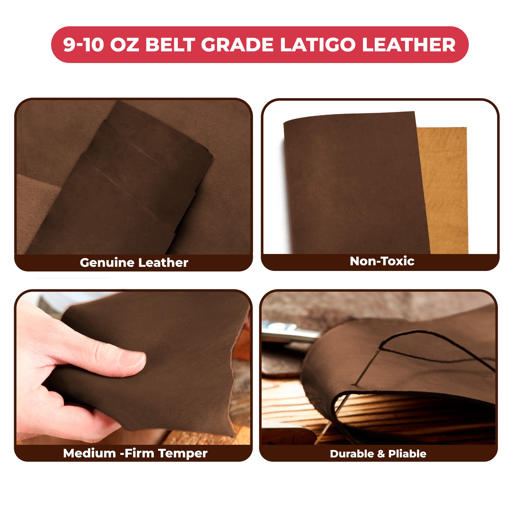 ELW 9-10 oz (3.6-4.0mm) Craftsmen's Grade Latigo Leather Pre-Cut Hides