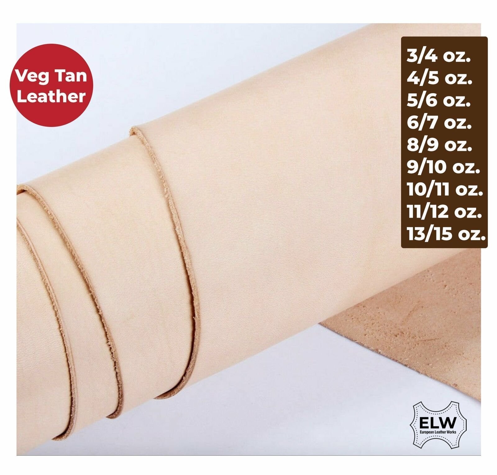 Veg Tan Tooling Leather 9/10 oz 3.6-4mm 2 Piece Special Price