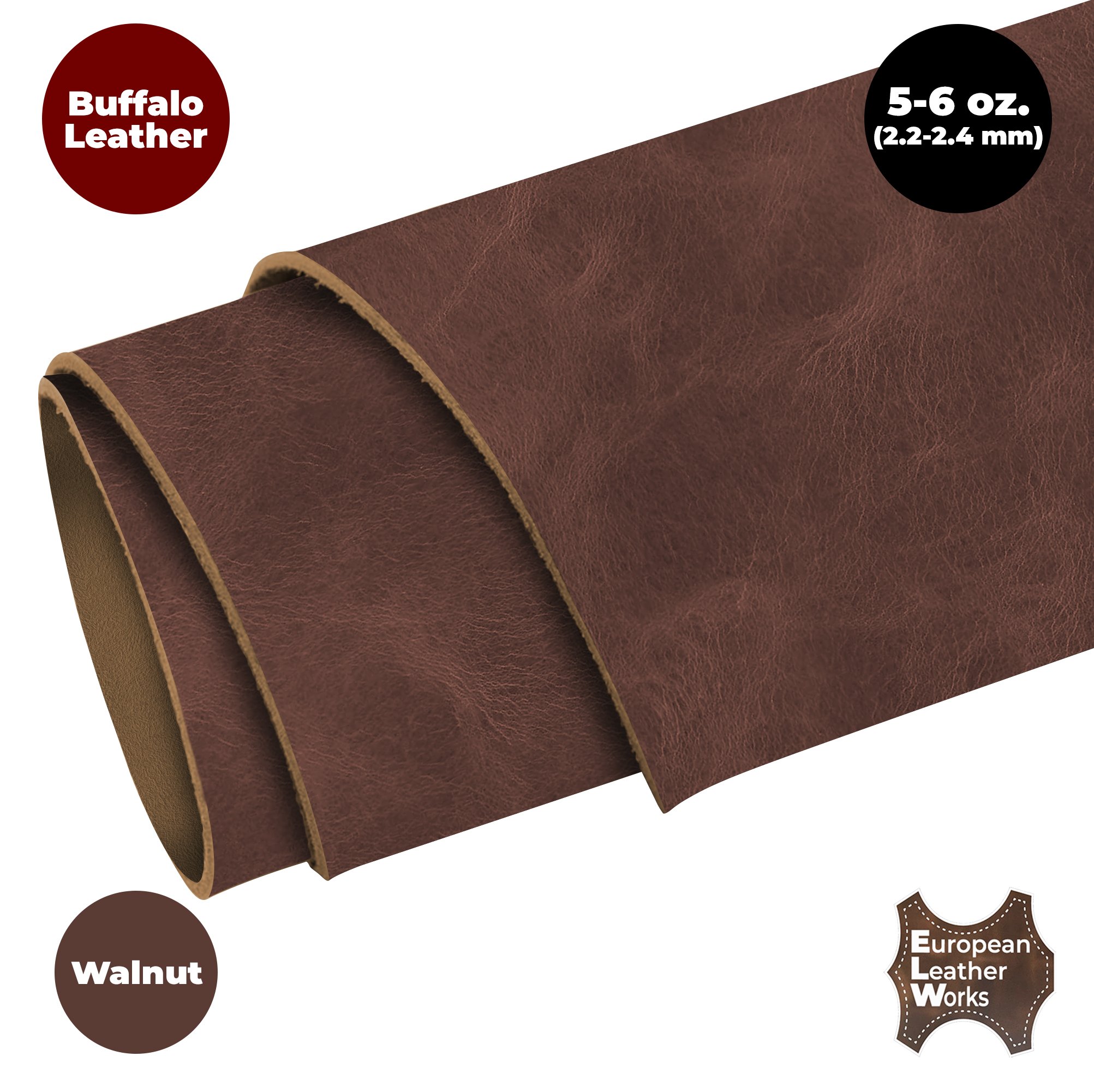 ELW Buffalo Leather Hide 5-6 oz (2-2.4mm) Pre-Cut Thin Craft Leather Sheet - Picture 17 of 17