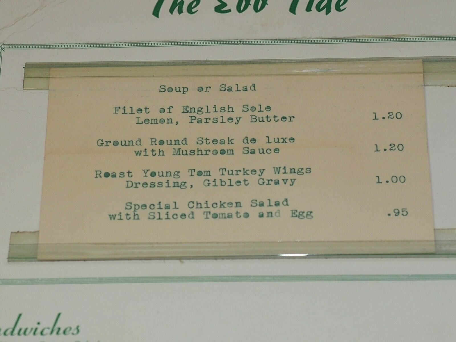 ORIGINAL THE EBB Tide Restaurant MENU 11" x 17.5" CIRCA 195060'S 39.