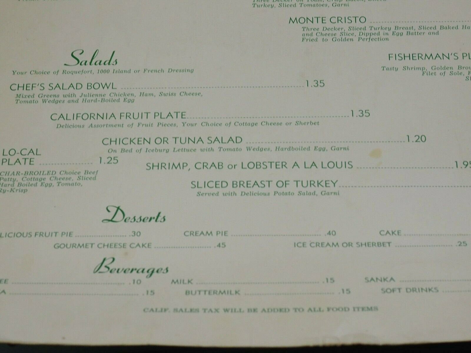 ORIGINAL THE EBB Tide Restaurant MENU 11" x 17.5" CIRCA 195060'S 39.