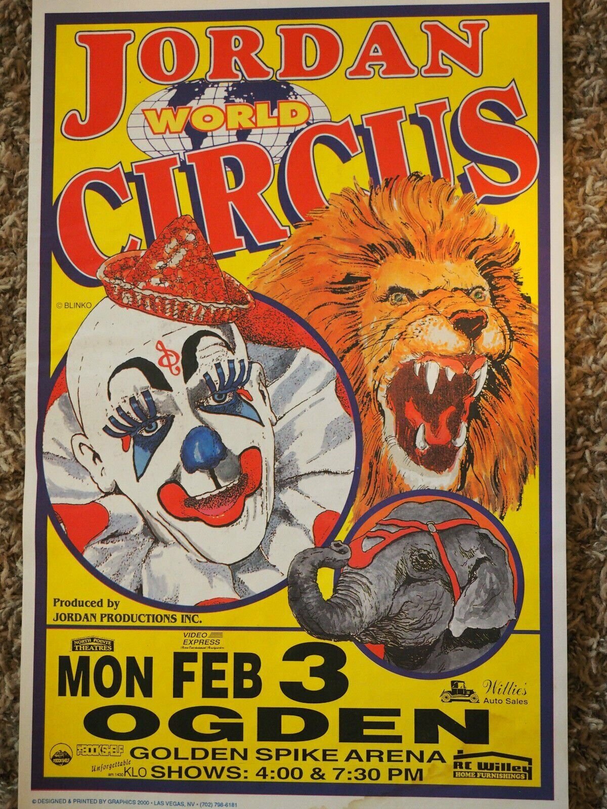 JORDAN WORLD CIRCUS POSTER Ogden Golden Spike Arena 11