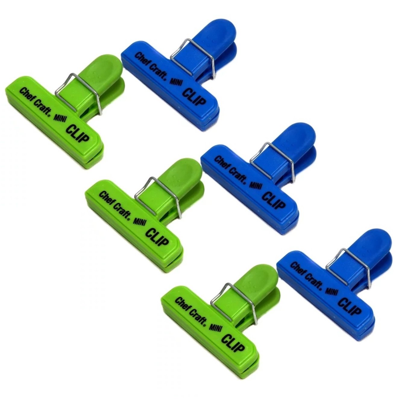Chef Craft 2pc Plastic Magnetic Mini 3" Chip Bag Clips - Blue / Green - Picture 2 of 2