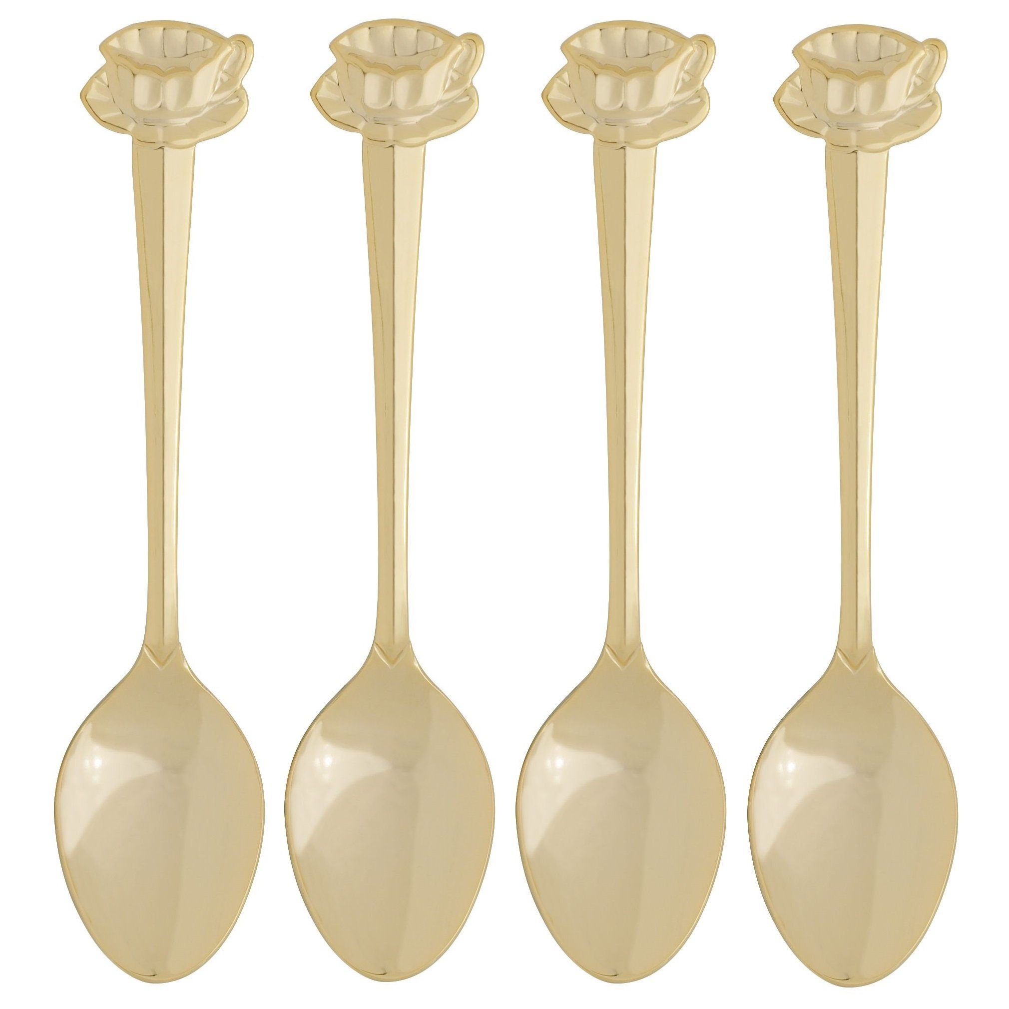 HIC 4.5" Tea Cup Design Gold Plated Demi Spoon - Stir Coffee Espresso Demitasse - Picture 5 of 5