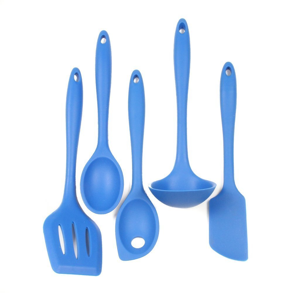 Chef Craft 5 Piece Premium Silicone Kitchen Tool and Utensil Set - 11 Colors