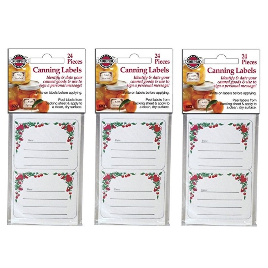 Norpro 24 pc Square Canning Food Mason Jar Labels - Identify Date Canned Goods - Picture 3 of 3