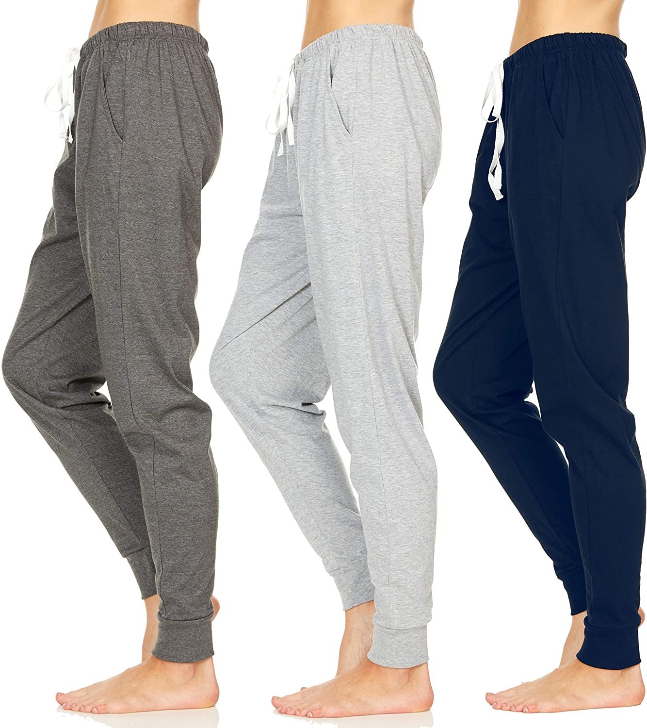 Essential Elements 3 Pack: Women's 100% Cotton Active Gym Lounge Sleep ...