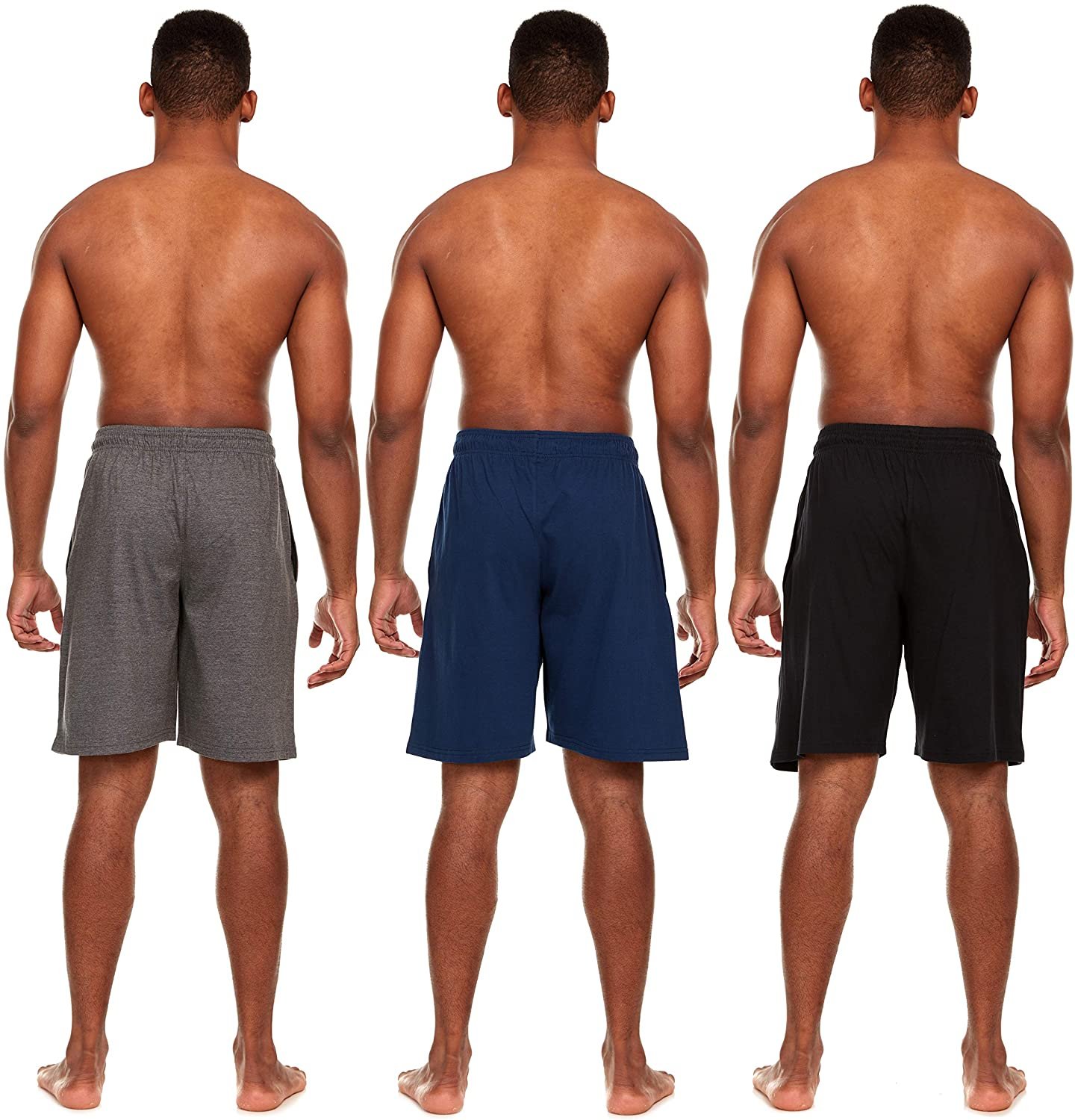 Essential Elements 3 Pack: Men's 100% Cotton Sleep Lounge Casual Shorts ...