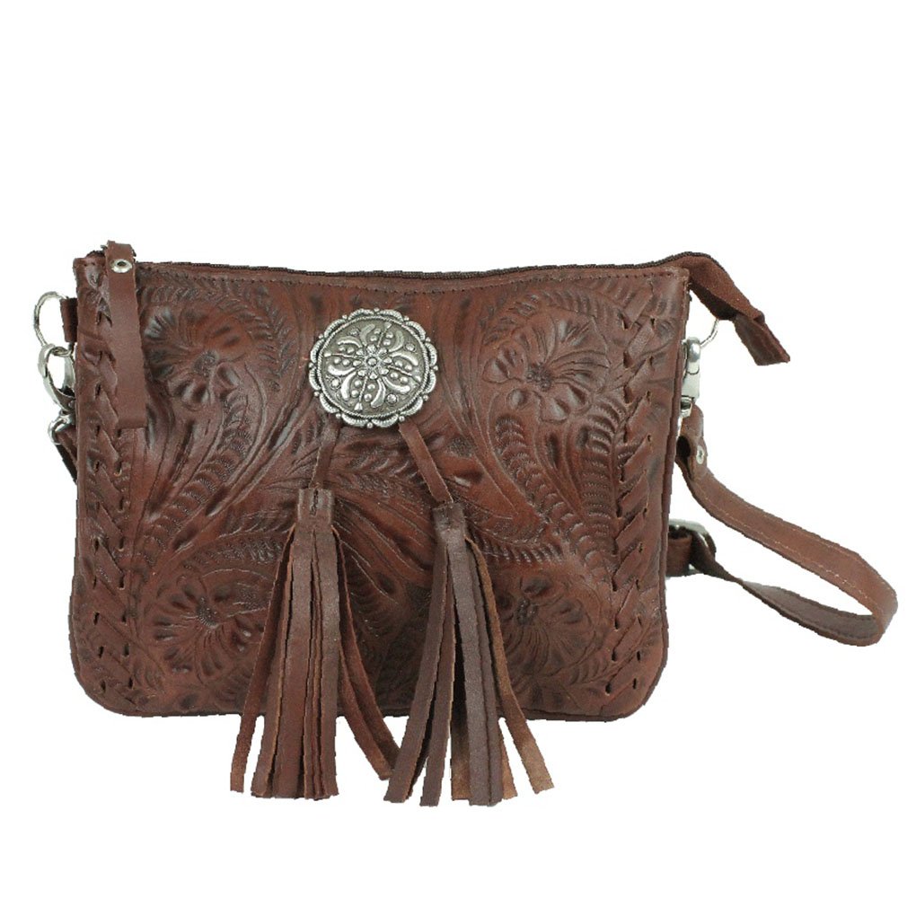 American West Leather Many Pockets Multi-Compartment Crossbody Bag | eBay