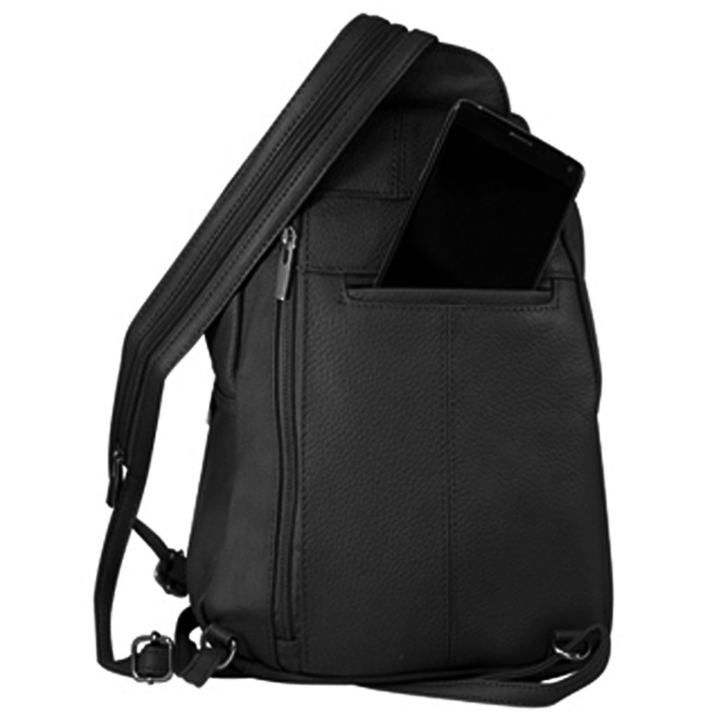 Silver Fever Leather Backpack Medium Size Top Entry (Black) eBay