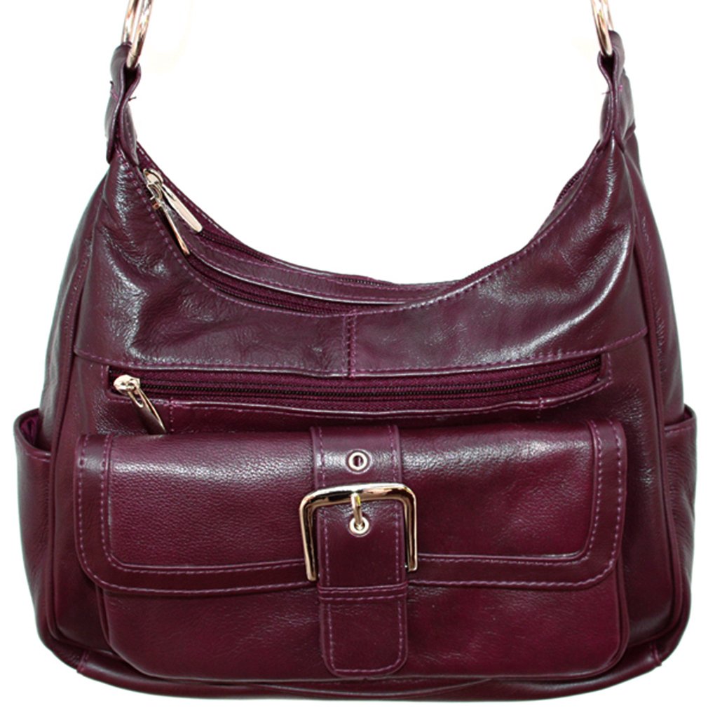 Genuine Leather Hobo Shoulder Handbag w Buckled Flip Closure Pocket | eBay