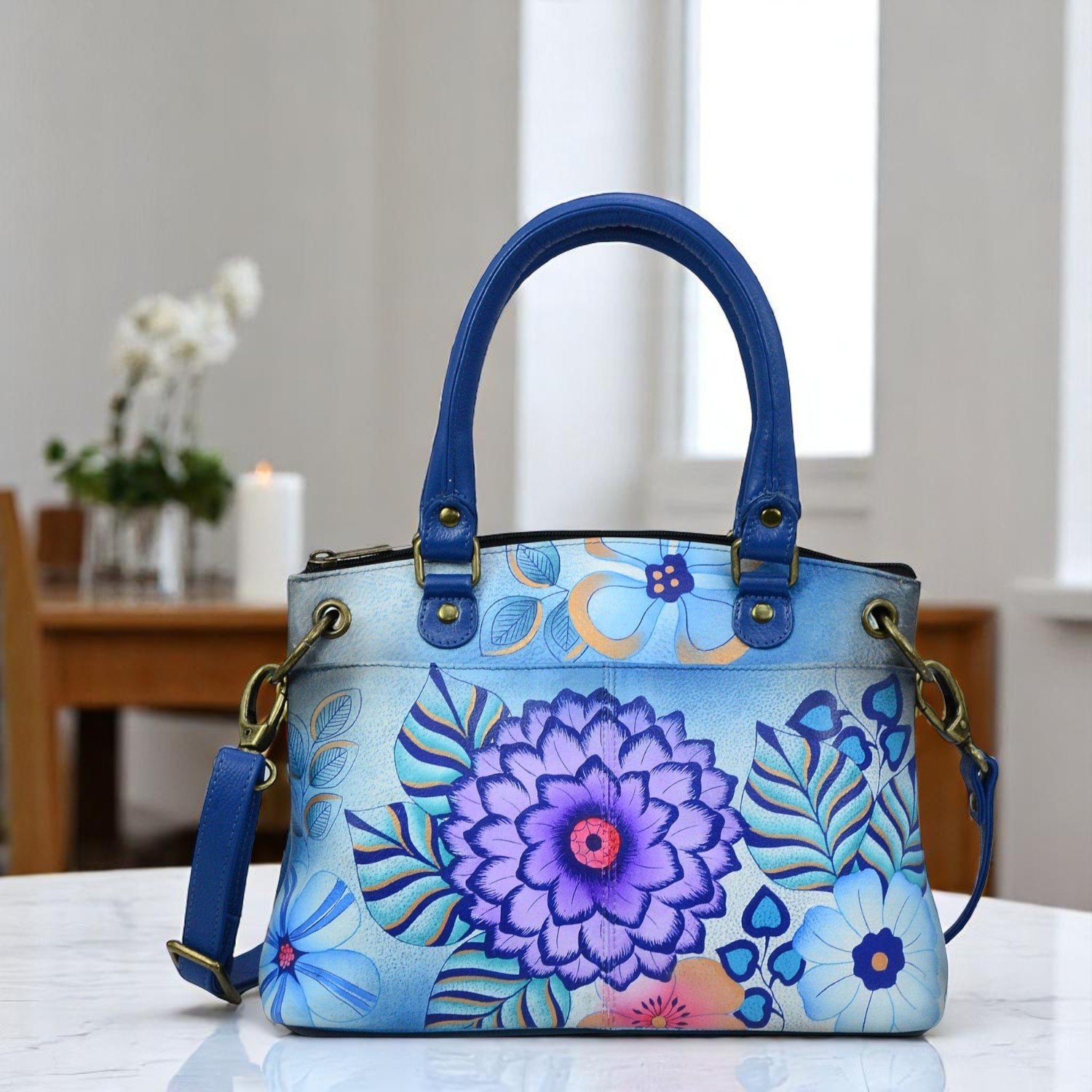 Anna by Anuschka Small Satchel w Cross Body Strap - Picture 8 of 13