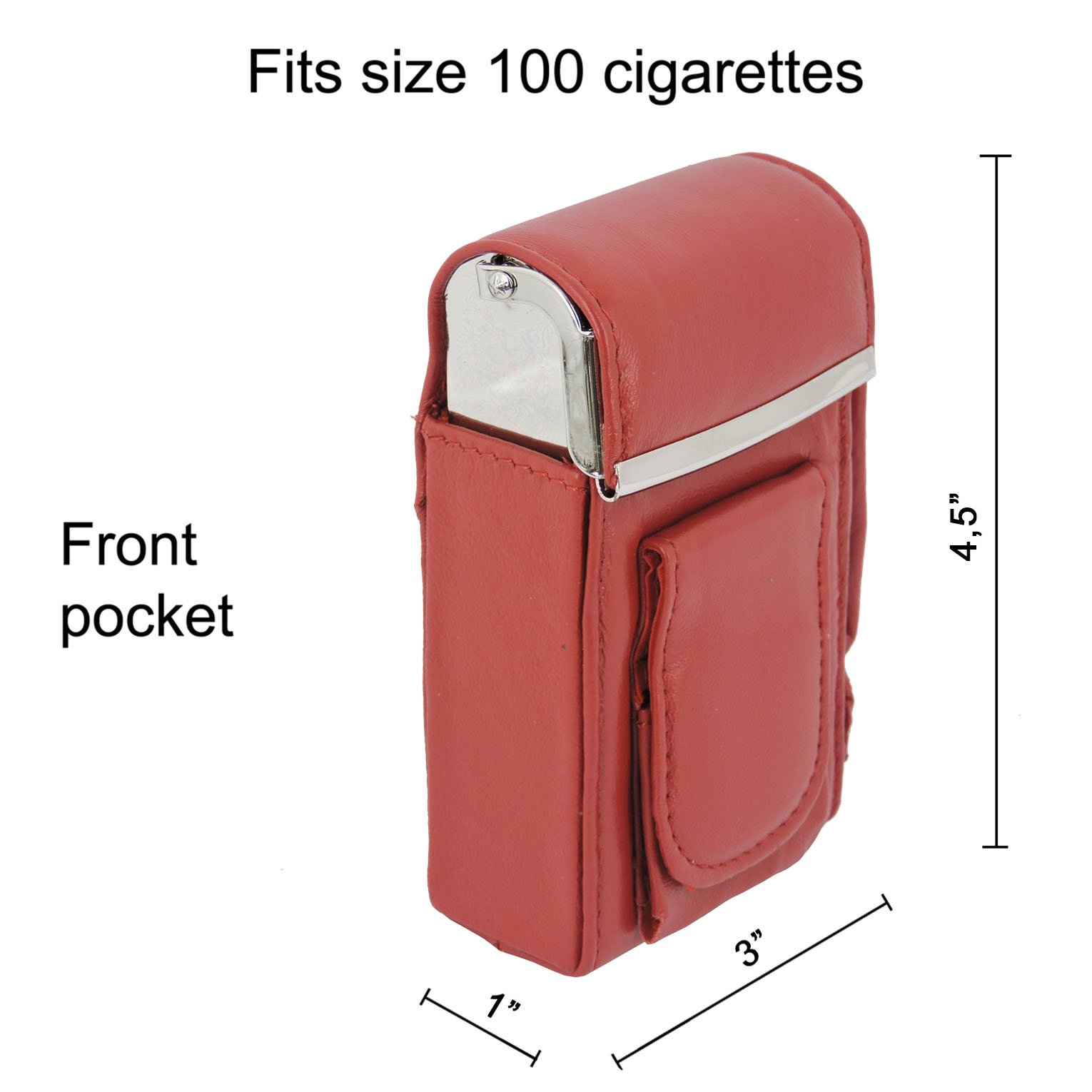Cigarette Case Holder w Lighter Women Leather Cigarettes 100s Pack