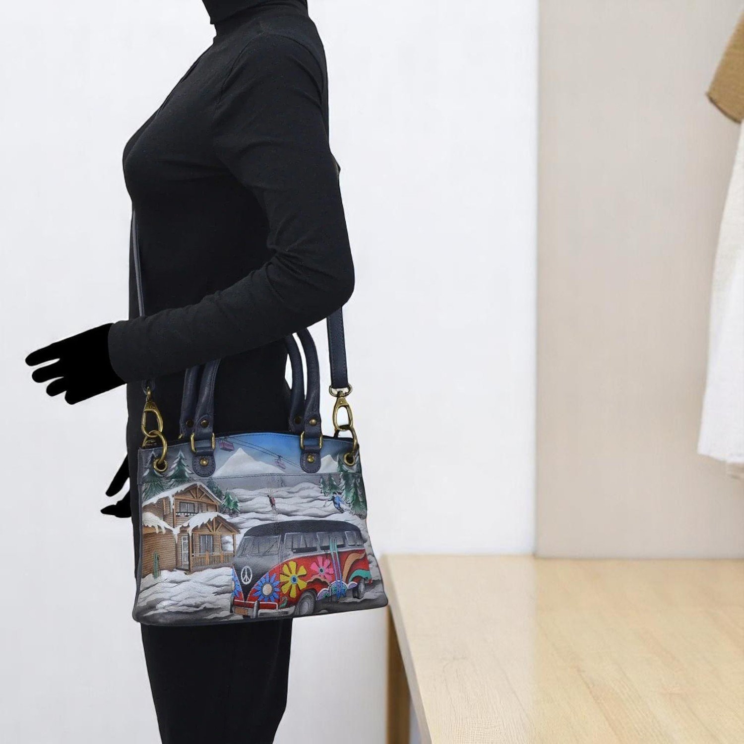 Anna by Anuschka Small Satchel w Cross Body Strap - Picture 7 of 13
